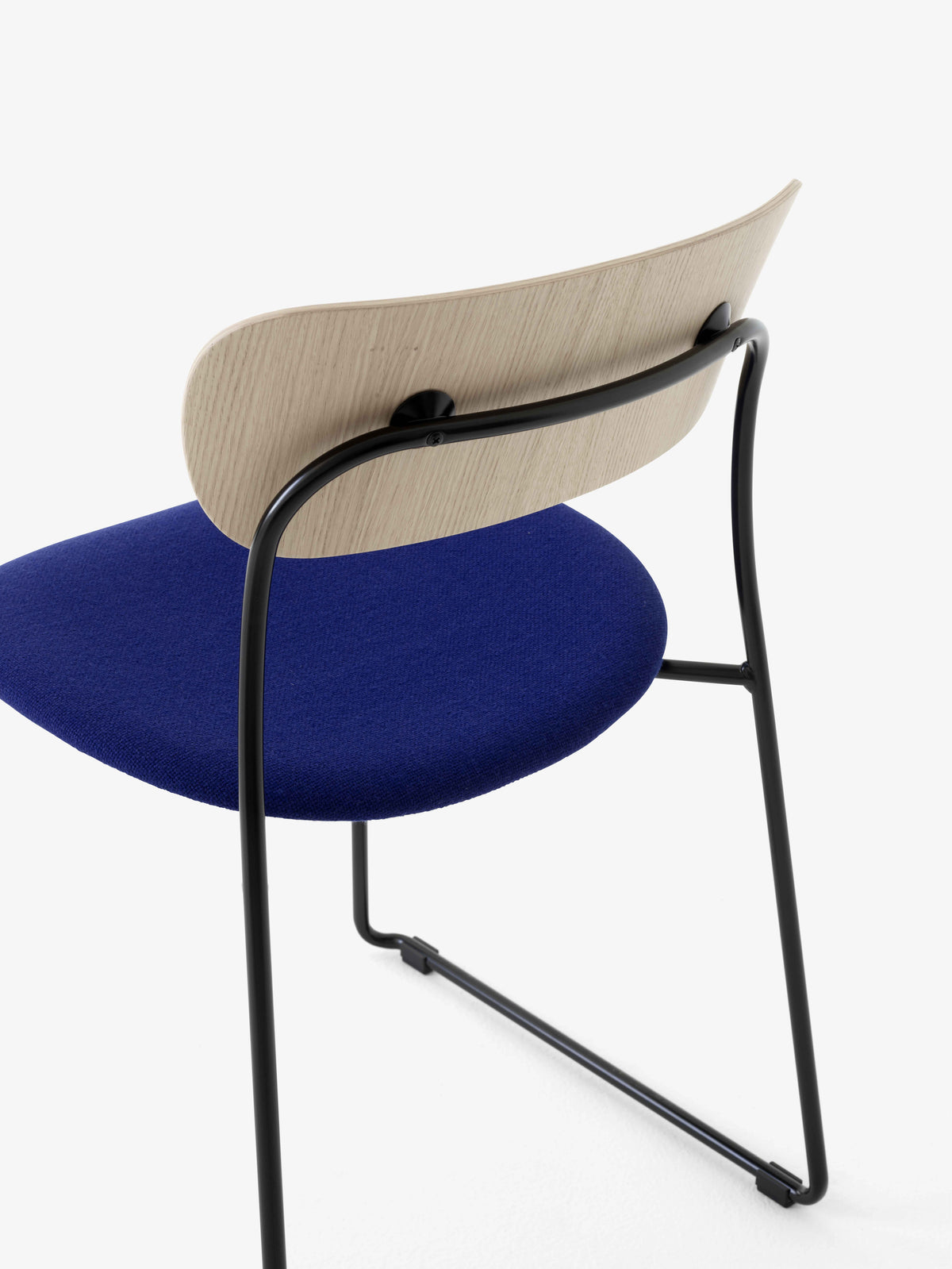 PAVILION AV52 Chair in Lacquered Oak with Upholstered Seat and Black Base