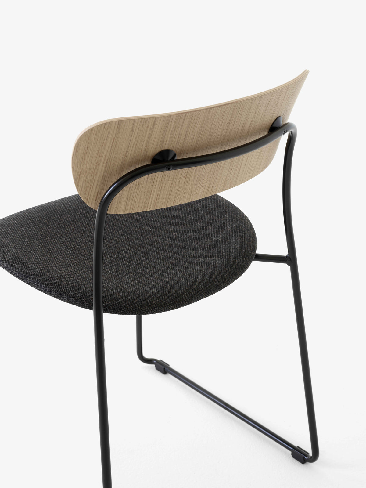 PAVILION AV52 Chair in Lacquered Oak with Upholstered Seat and Black Base