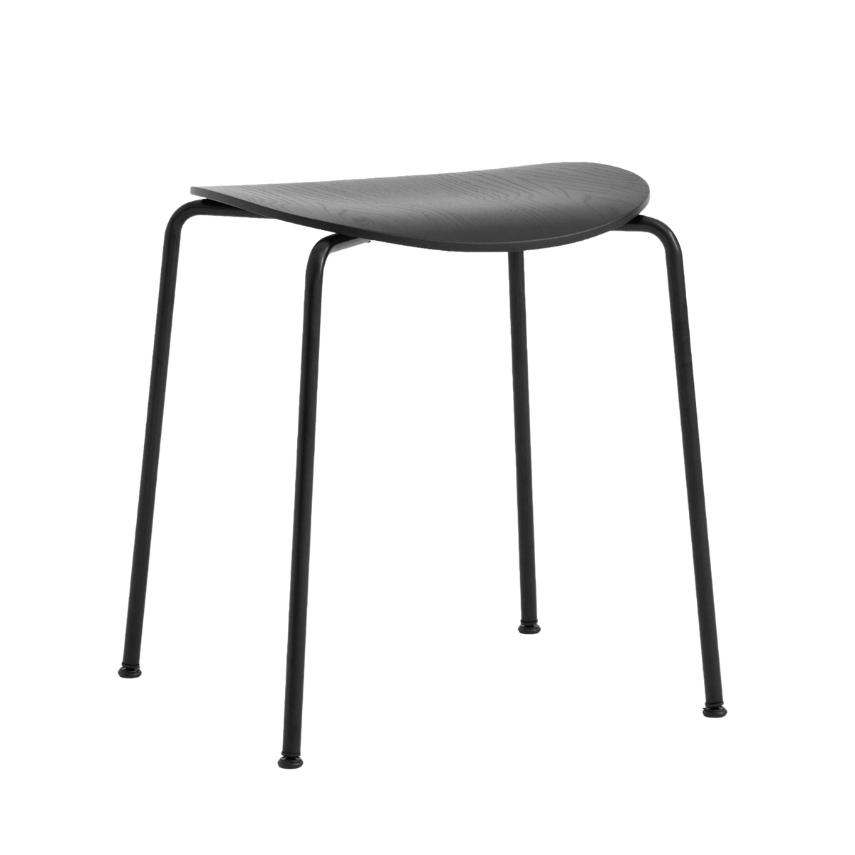 PAVILION AV36 Stool in black oak wood with a black steel base