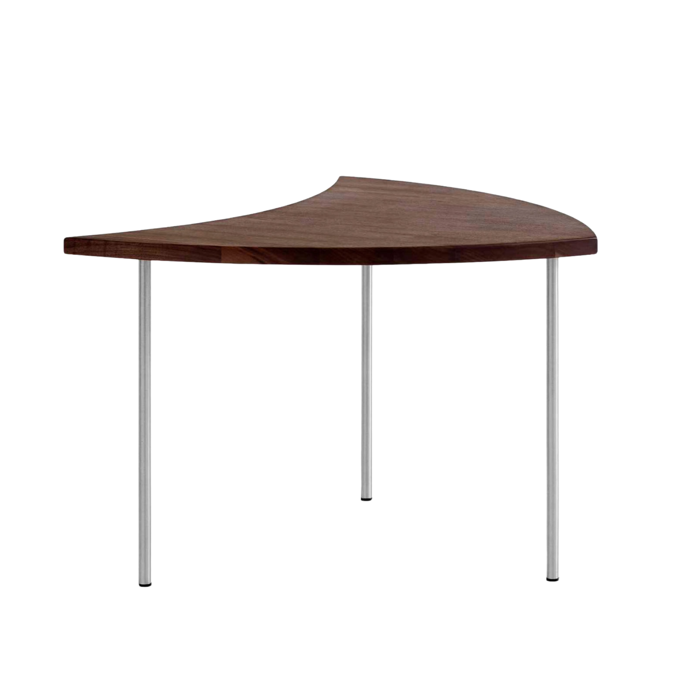 PINWHEEL HM7 Side Table, oiled walnut with a steel base