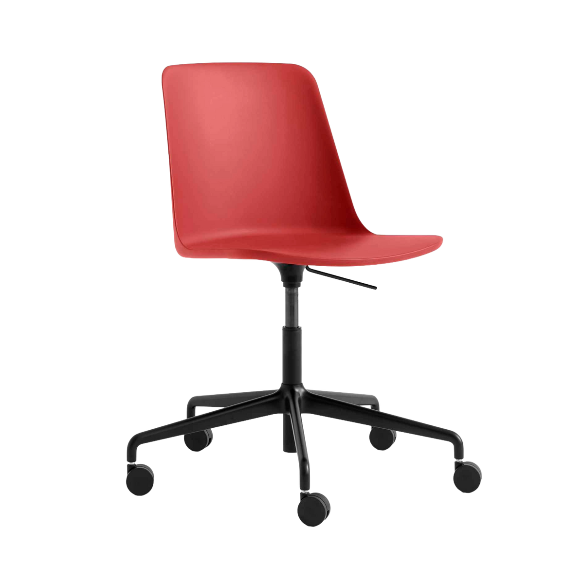 RELY HW28 Office Chair in Red with Black Aluminum Base on Wheels