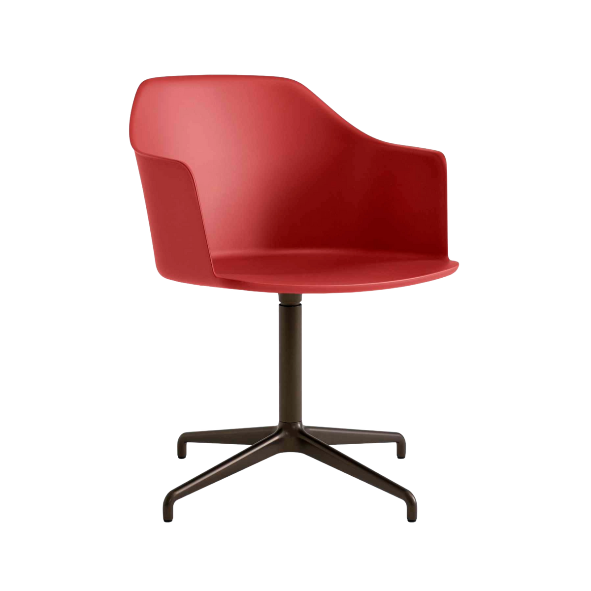 RELY HW38 office chair in red with a brown aluminum base