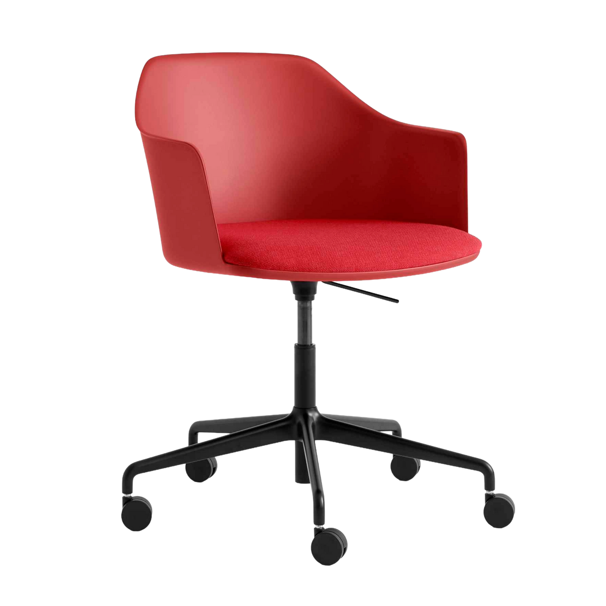 RELY HW54 Office Chair in Red with Upholstered Seat and Black Base