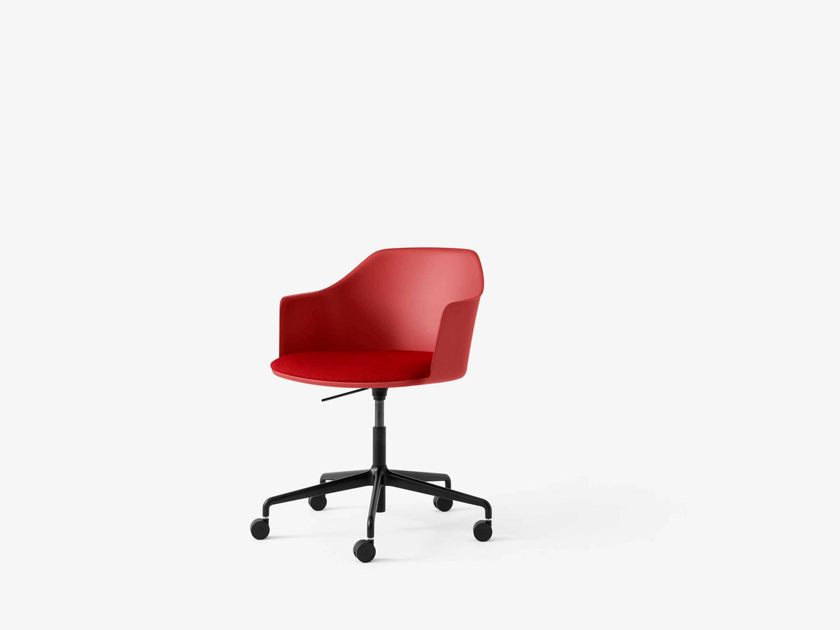 RELY HW54 Office Chair in Red with Upholstered Seat and Black Base