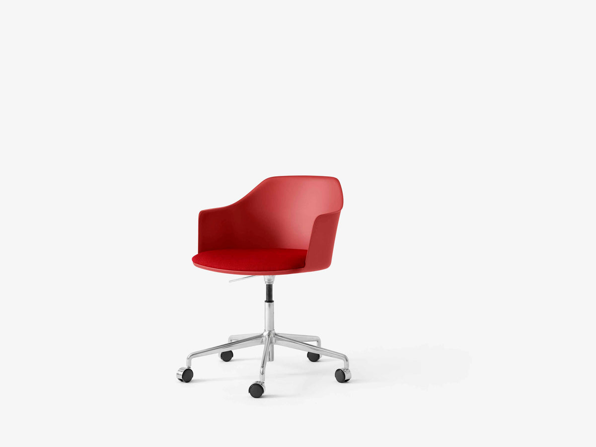 RELY HW54 Office Chair in Red with Upholstered Seat and Aluminum Base