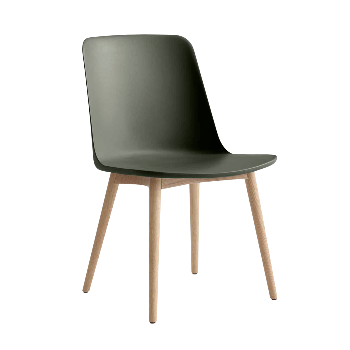 RELY HW71 Chair in Dark Green with Oak Base