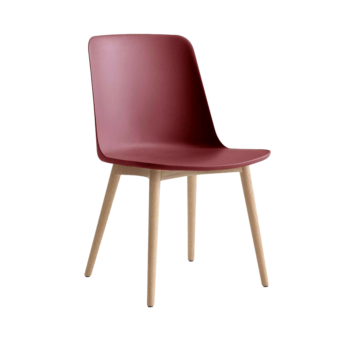 RELY HW71 Chair in Red-Brown with Oak Base