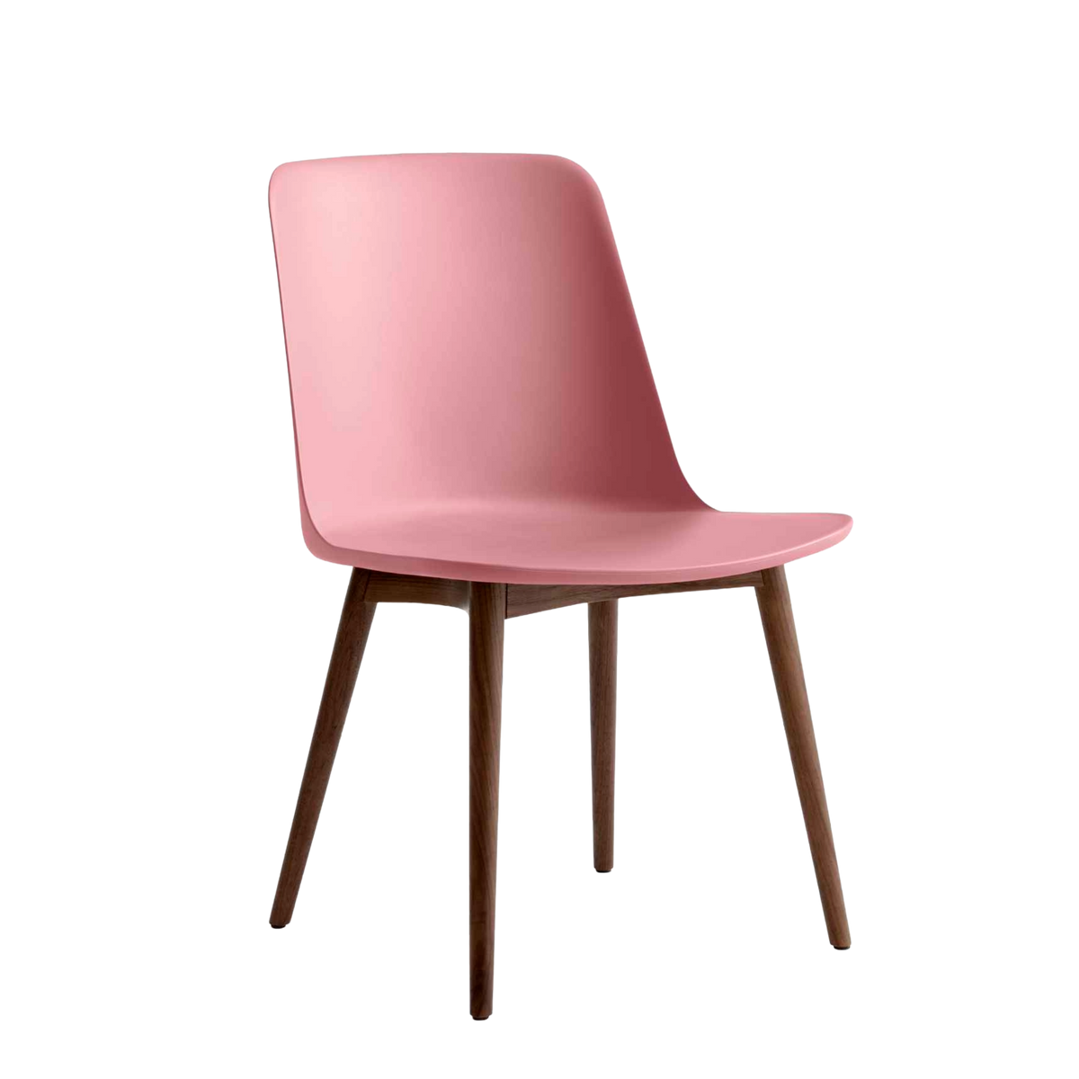 RELY HW71 chair in light pink with a walnut base