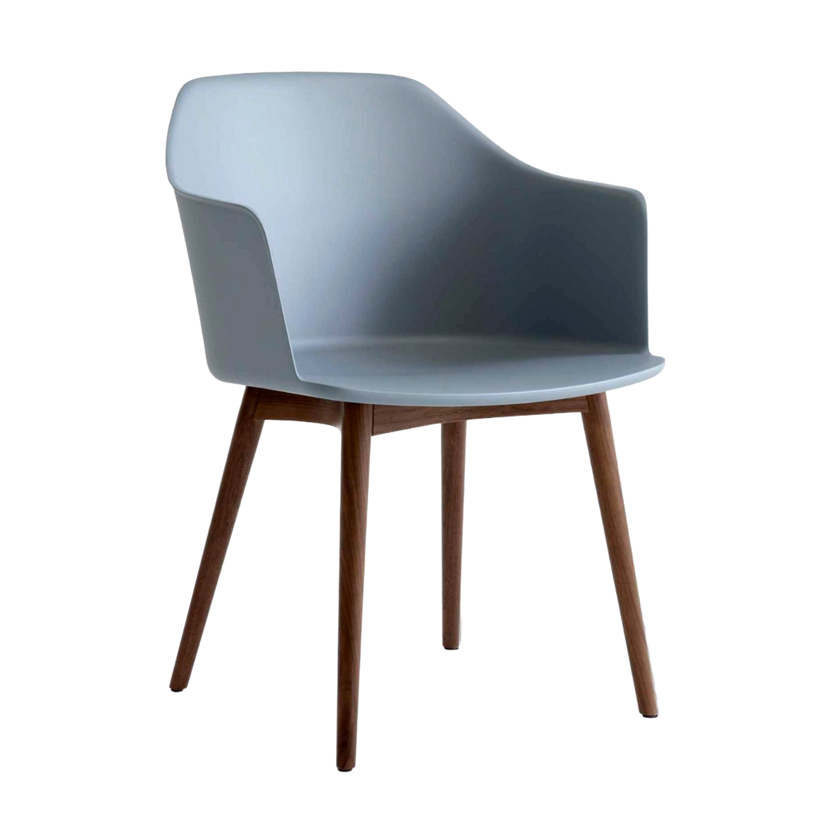 RELY HW76 Armchair in Light Blue with Walnut Base