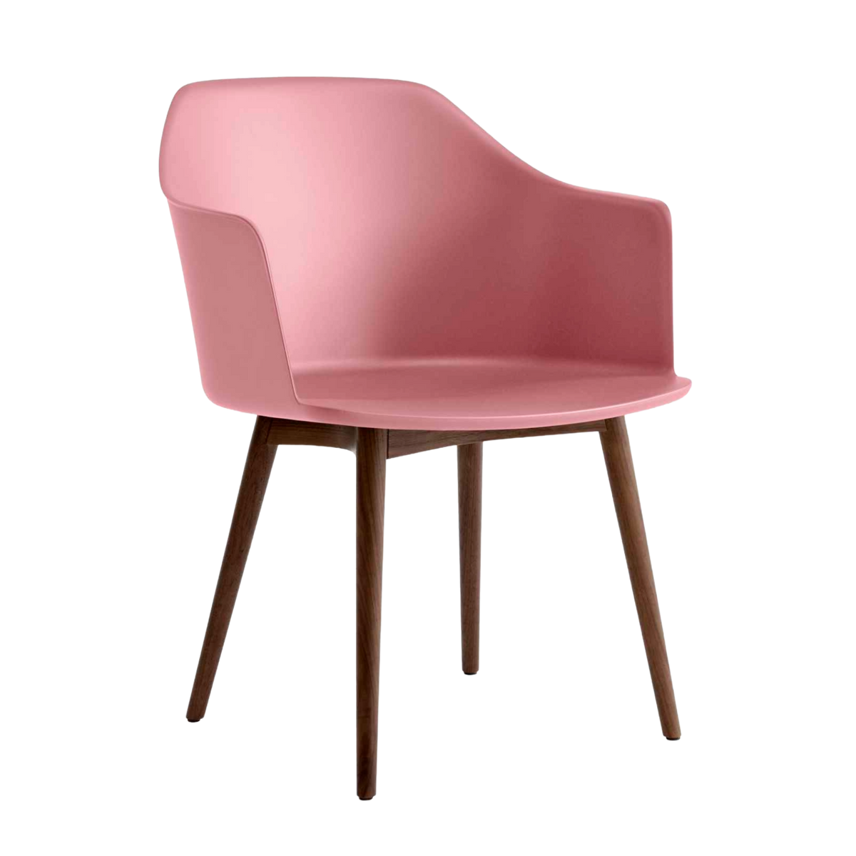 RELY HW76 Armchair in Light Pink with Walnut Base
