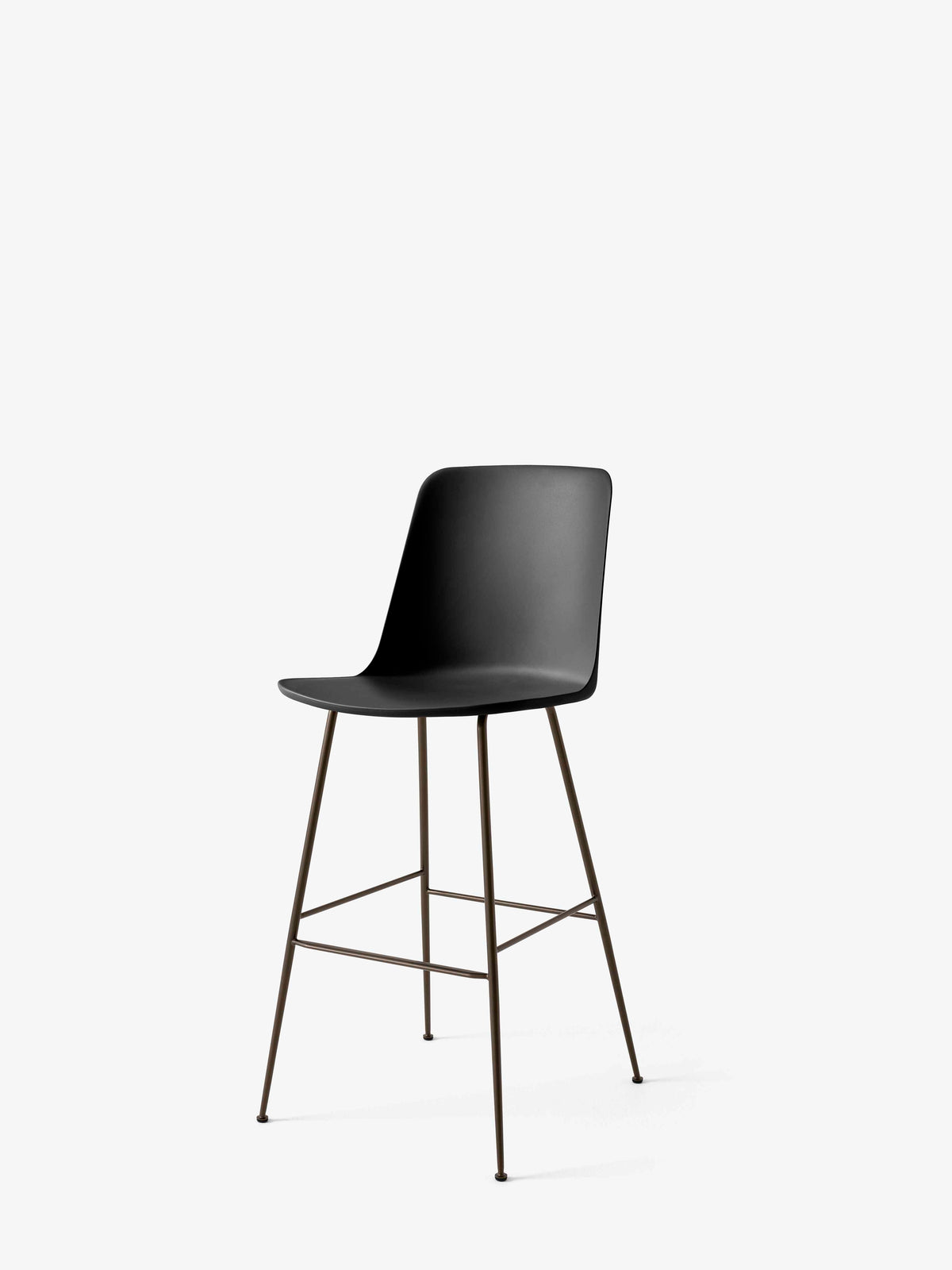 RELY bar stool black with a brown steel base