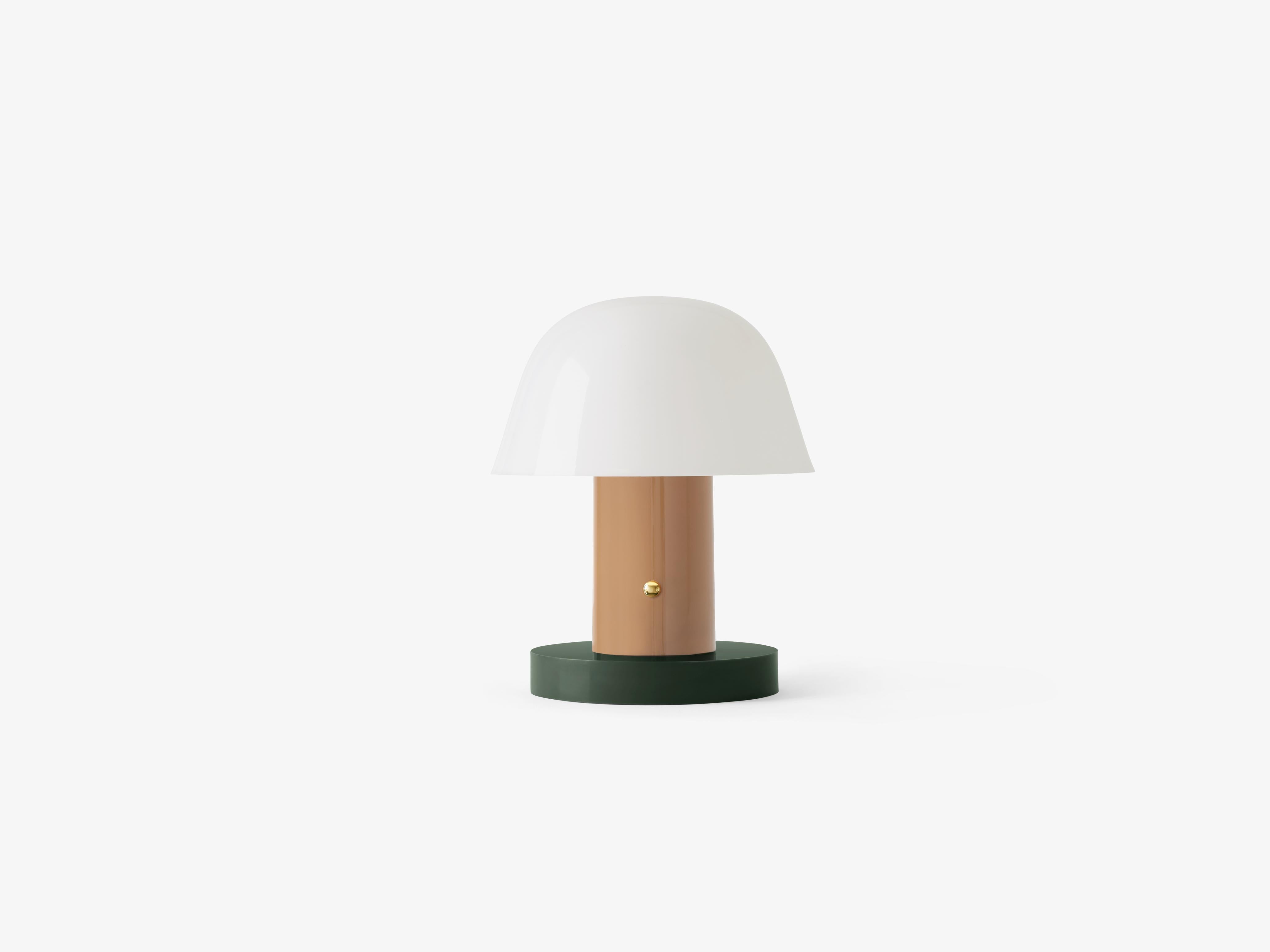 Portable lamp SETAGO JH27 with a cream shade and a beige-green base.
