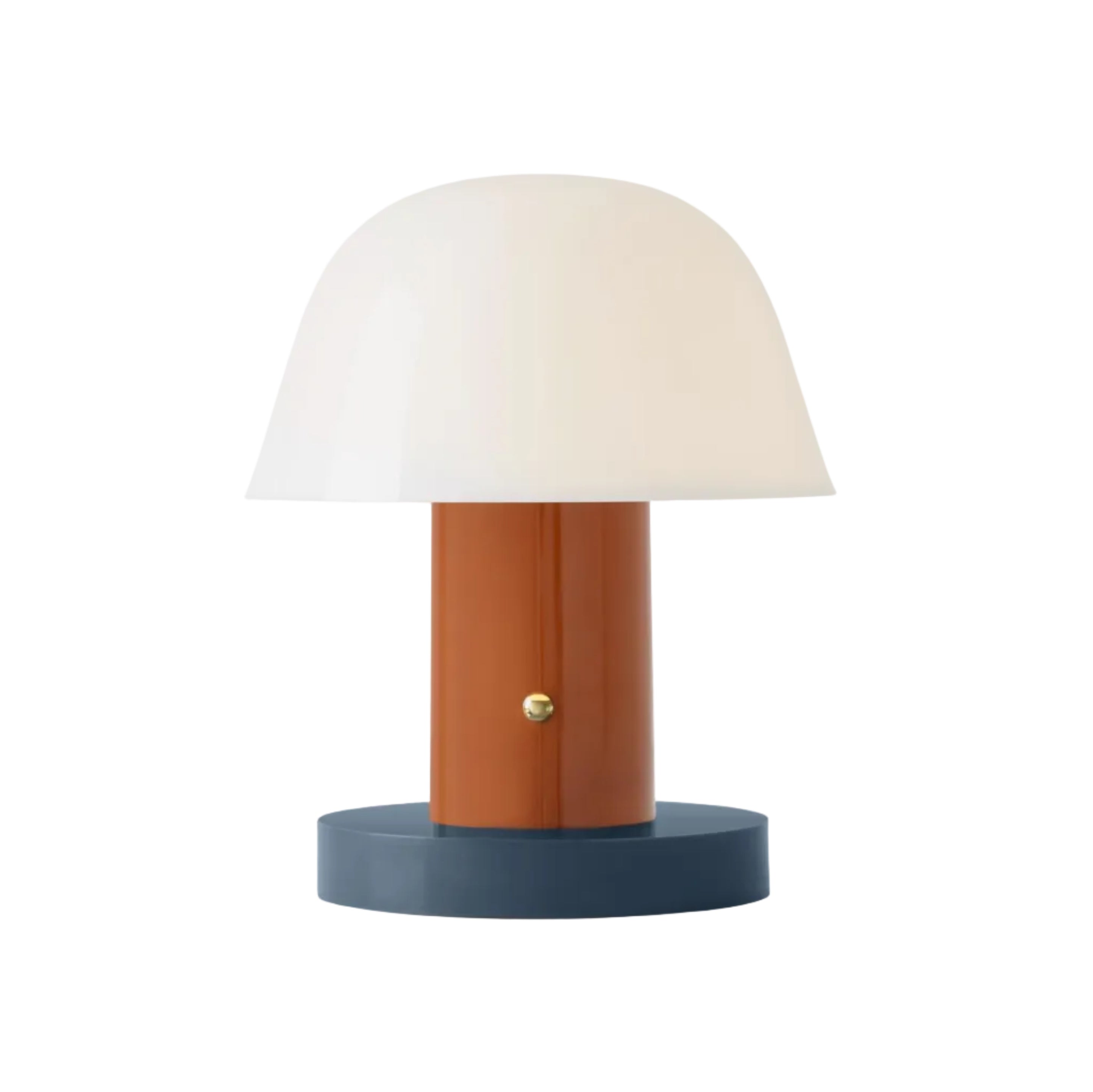 Portable lamp SETAGO JH27 with a cream shade and an orange-blue base.