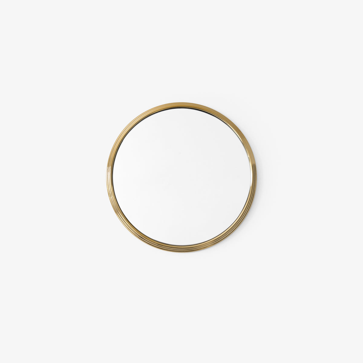 Round wall mirror SILLON with a brass frame
