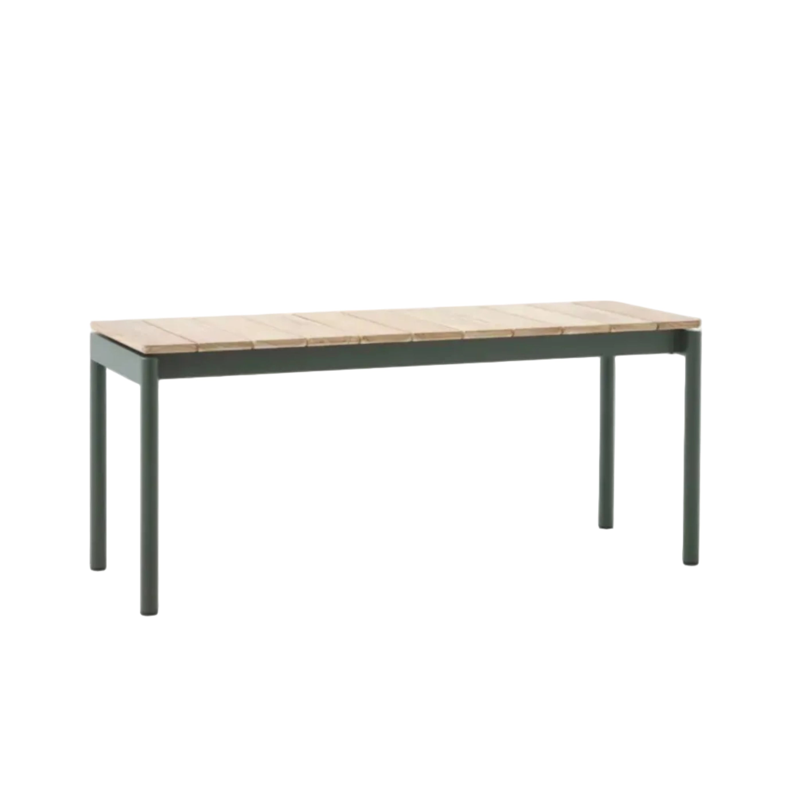 Outdoor bench VILLE teak wood with dark green base