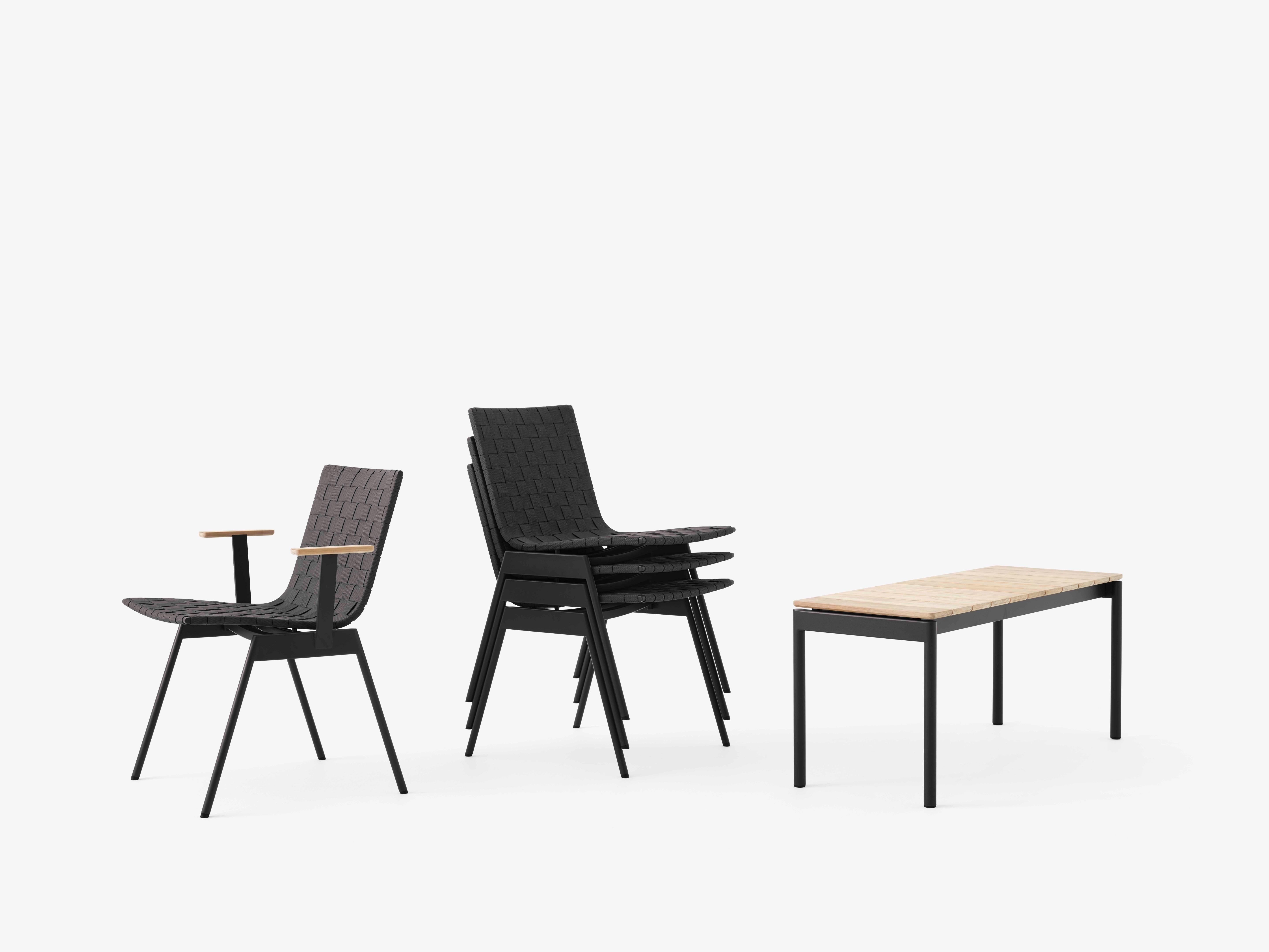 Outdoor bench VILLE teak wood with black base
