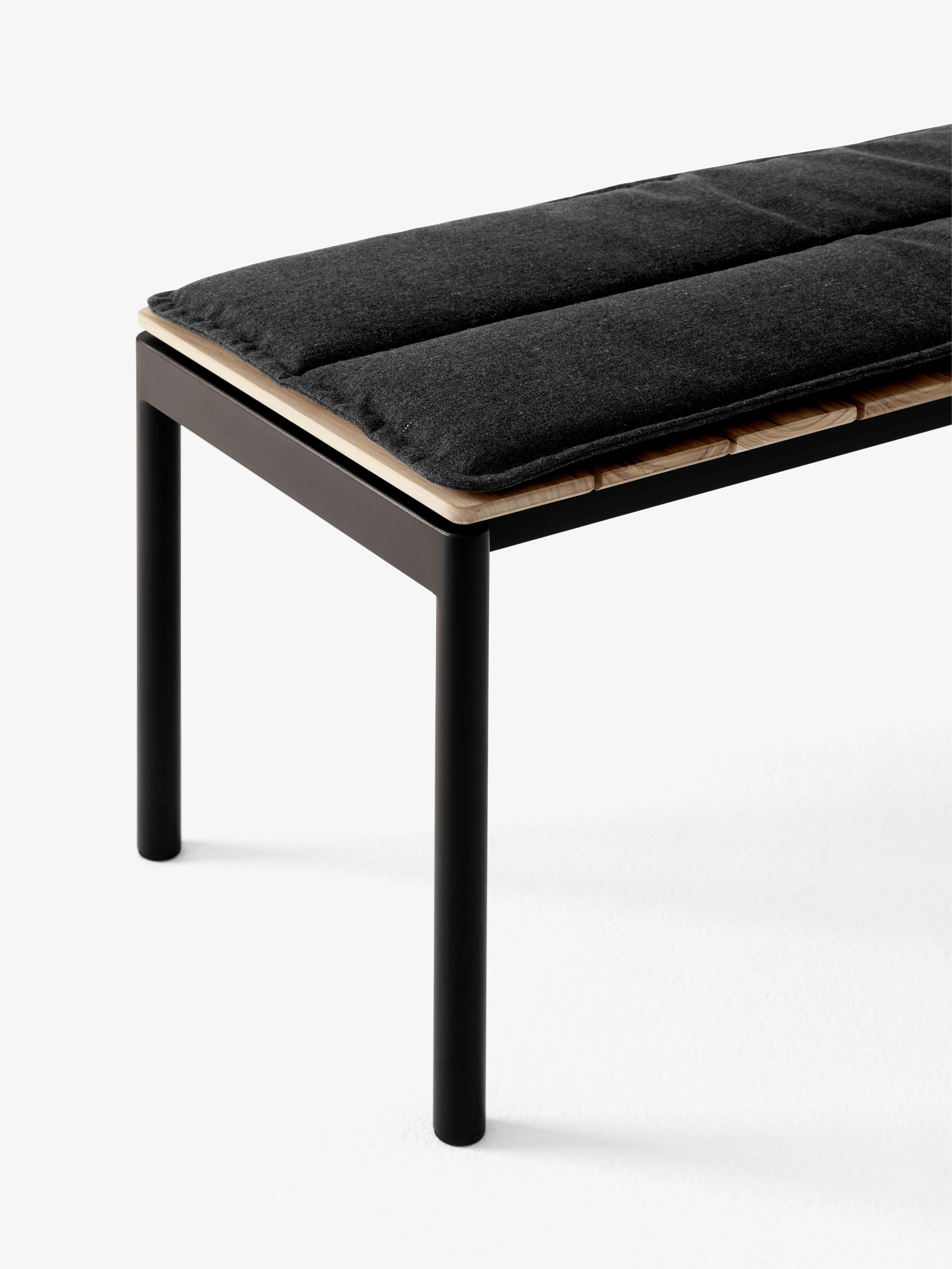 Outdoor bench VILLE teak wood with black base