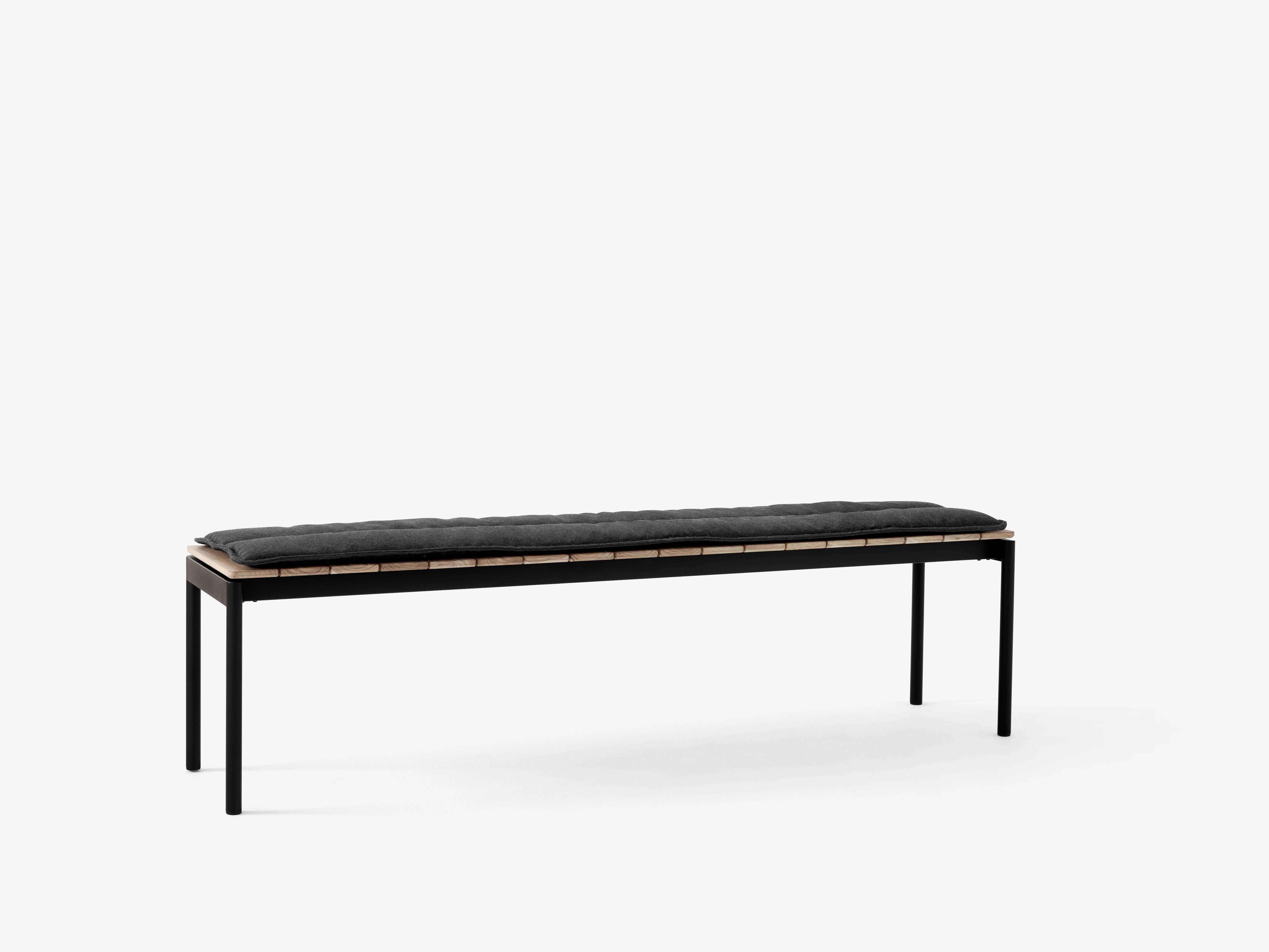 Outdoor bench VILLE teak wood with black base