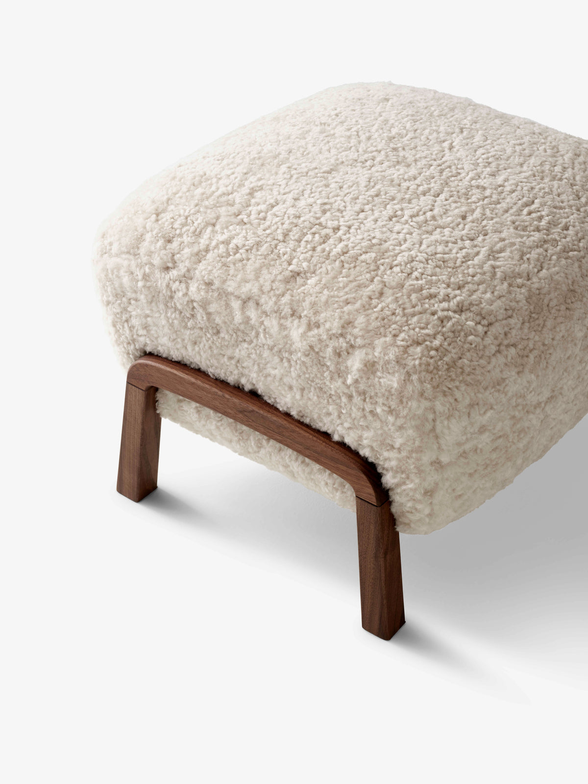 Upholstered WULFF ATD3 Footstool with Walnut Base