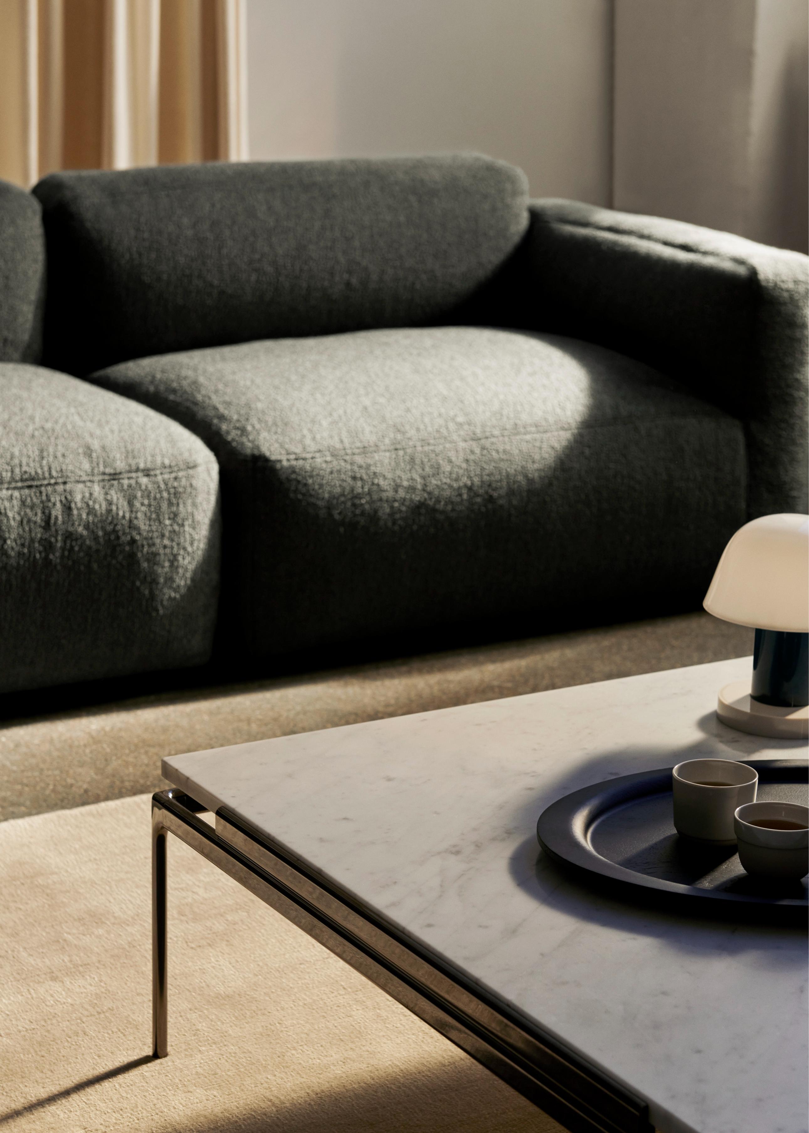 Square Coffee Table SETT LN13 with Smoky Glass Top and Chrome Base