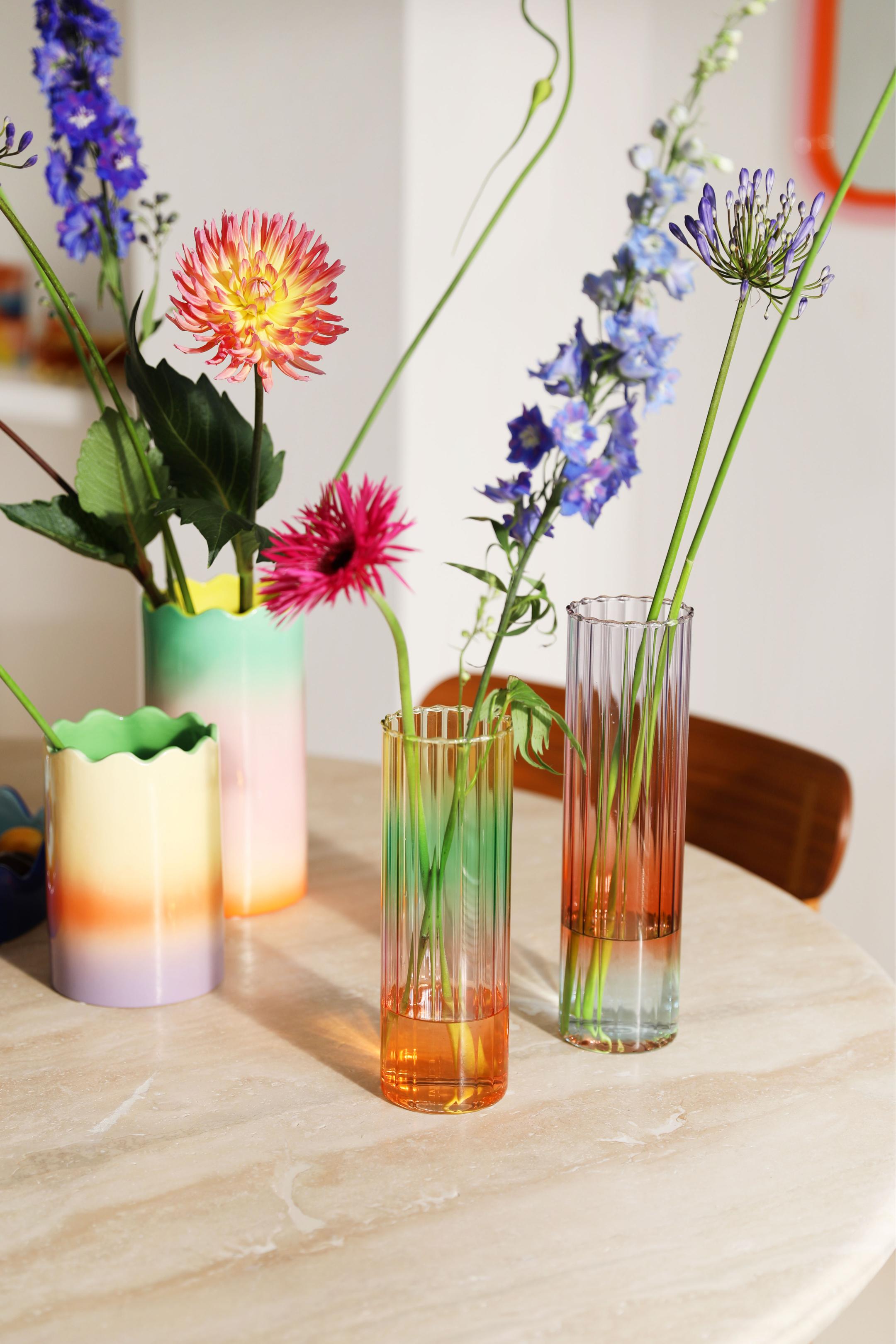 GRADIENT vase green with orange
