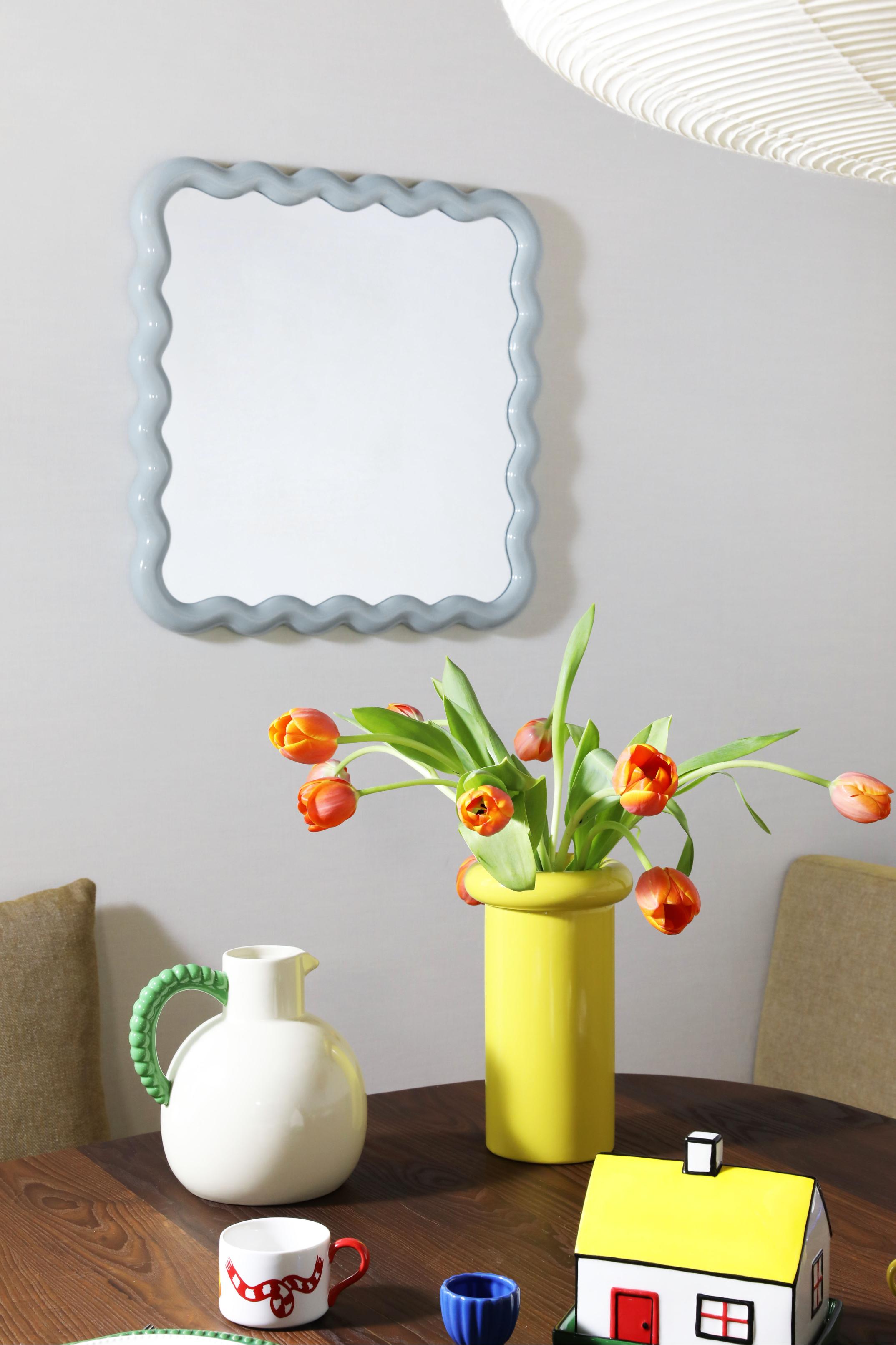 Square Mirror ZIGZAG Light Blue