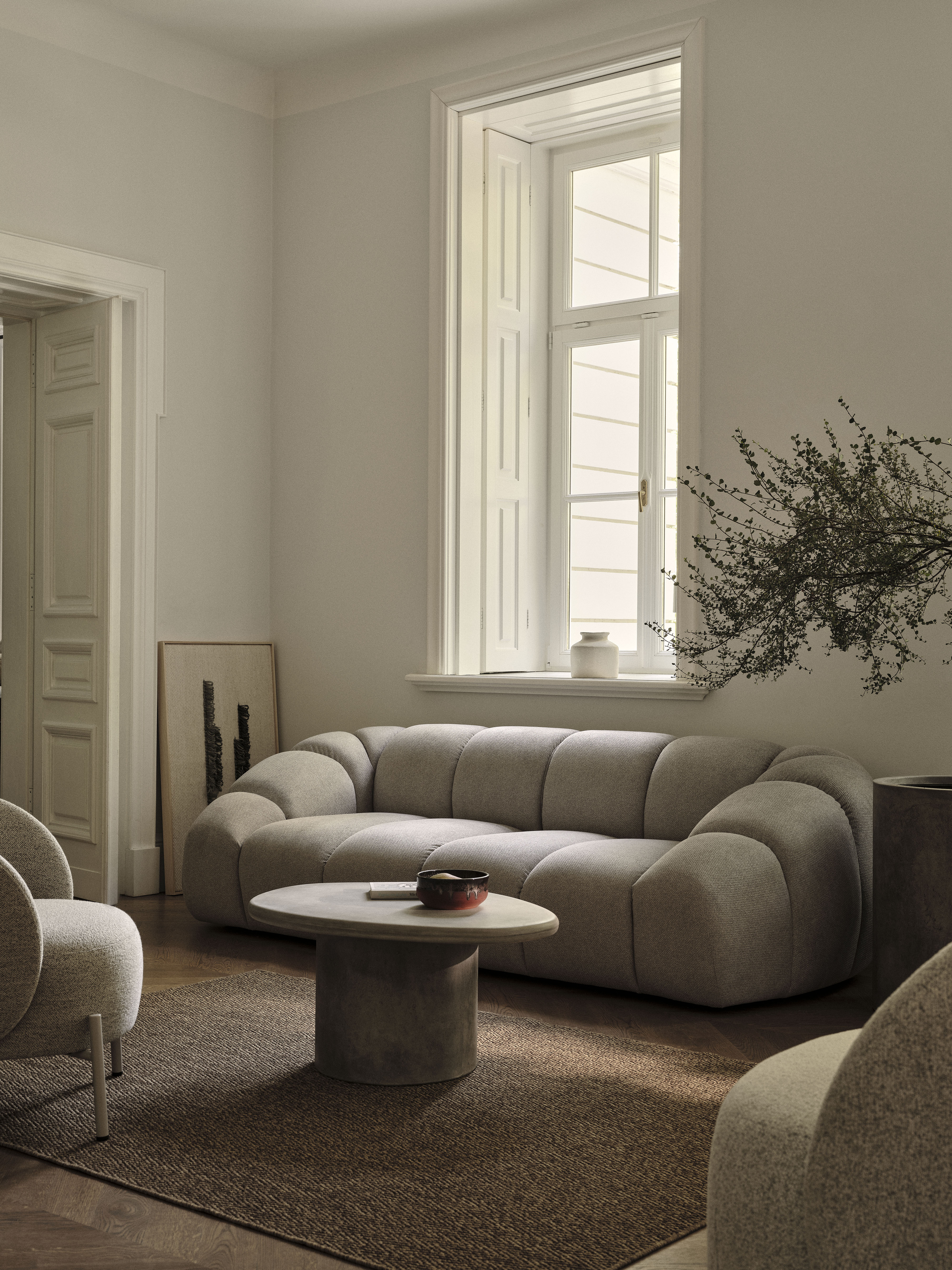 3-seater Sofa DIANA light gray chenille