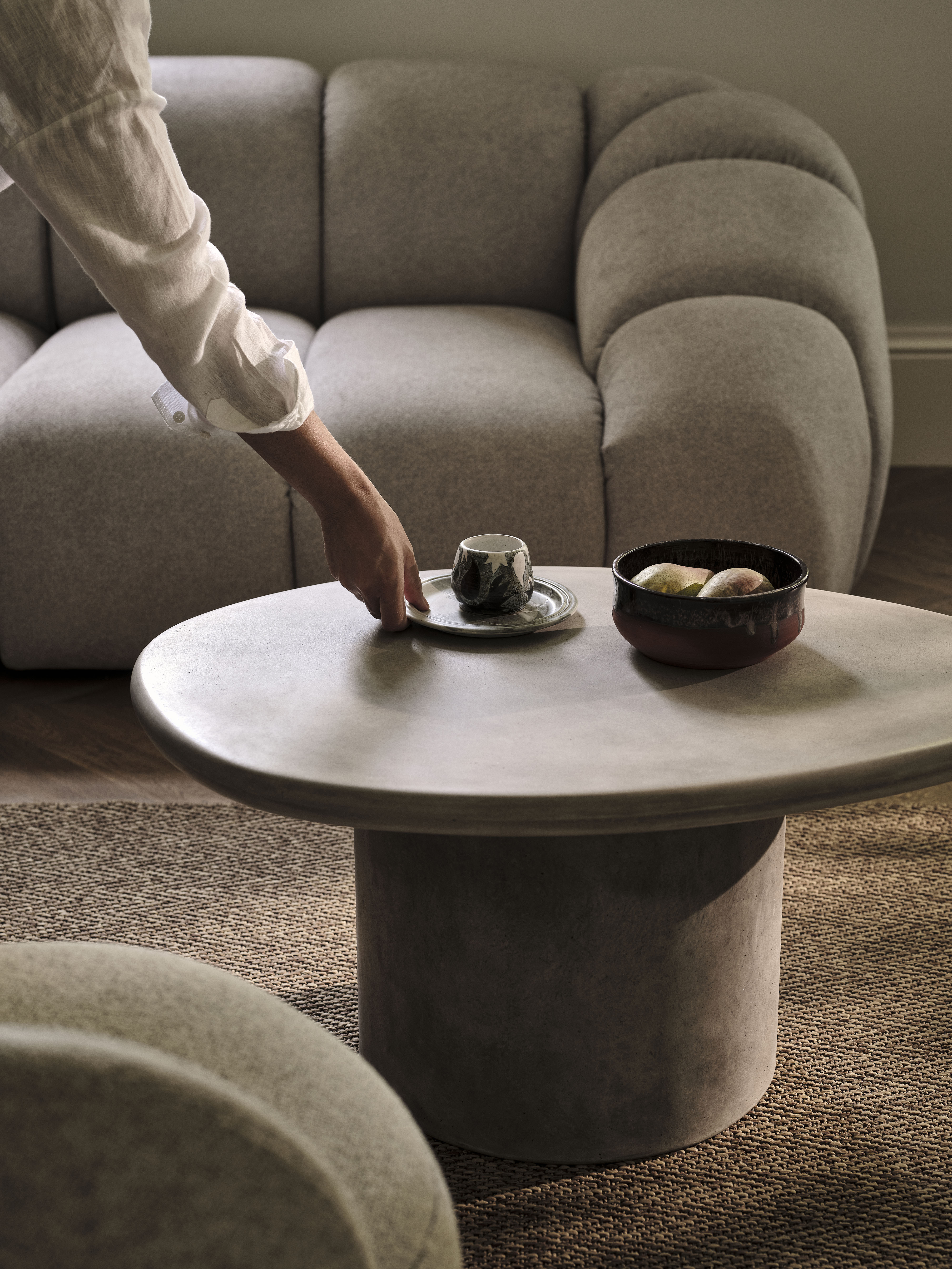 Dreisitzer-Ecksofa links DIANA hellblau Chenille