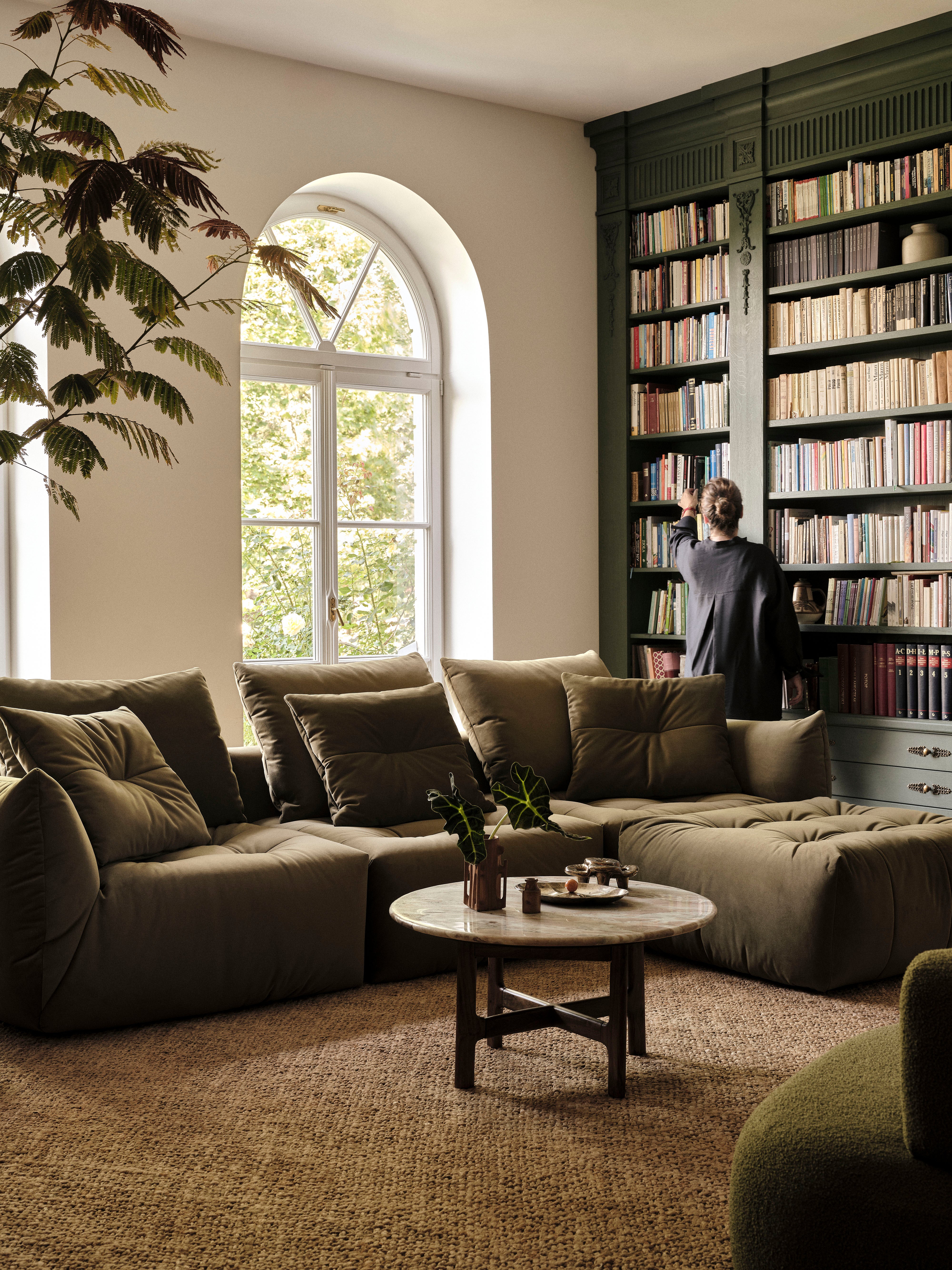 Velvet Modular Right Corner Sofa, "Bloom", 3 Seats, Ecru, 316x216x95
Made in Europe