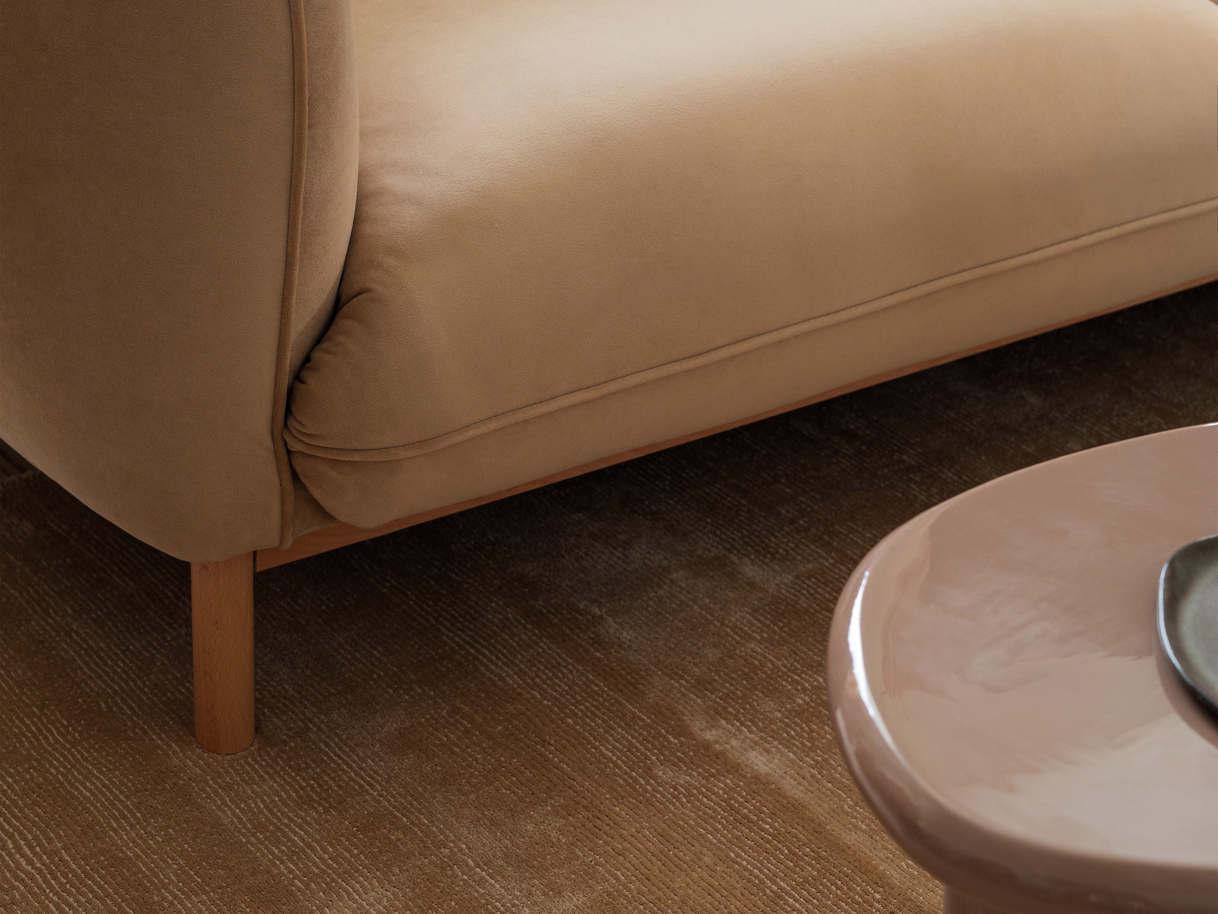 Right-facing velvet corner sofa ADA light brown