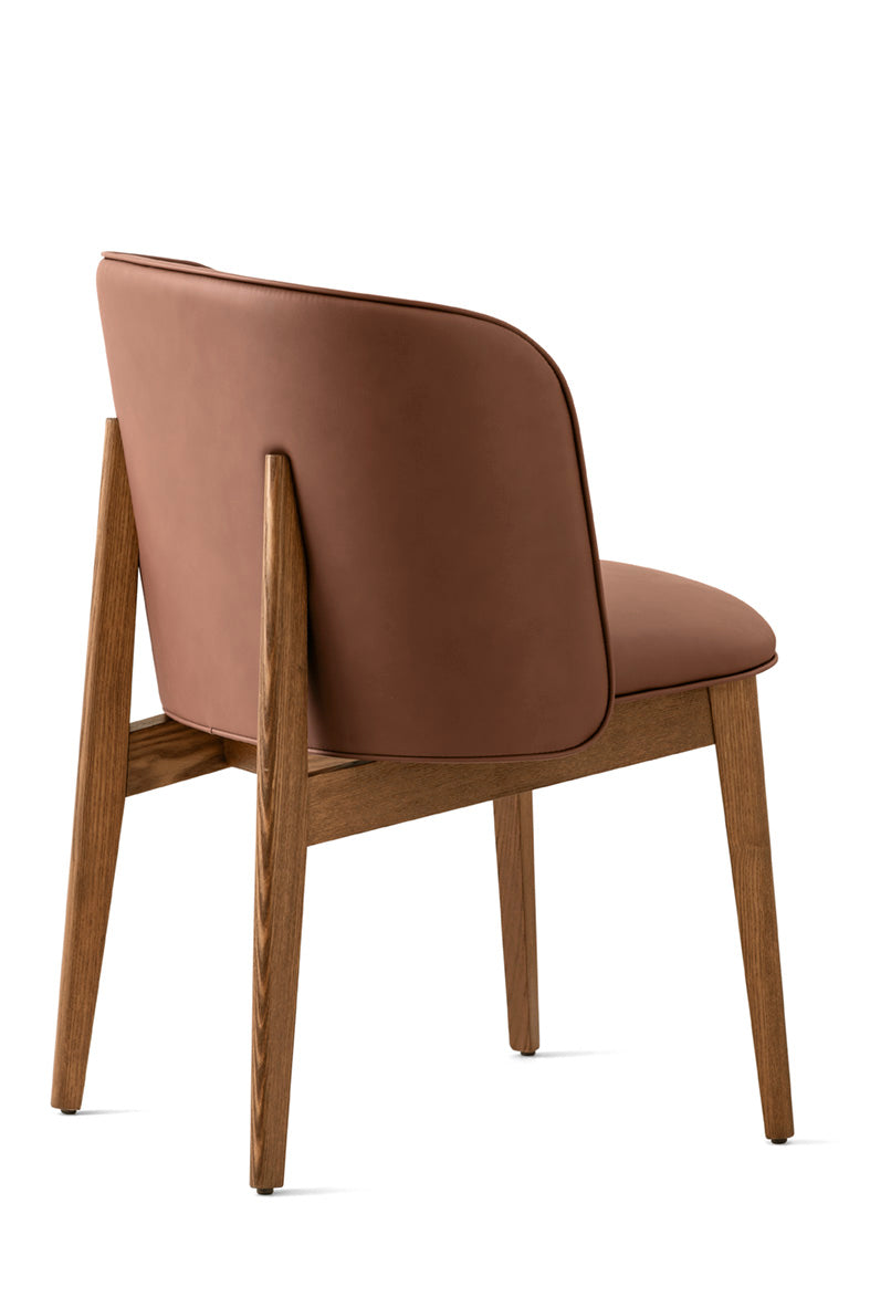 ABREY Armchair Upholstered with Walnut Base