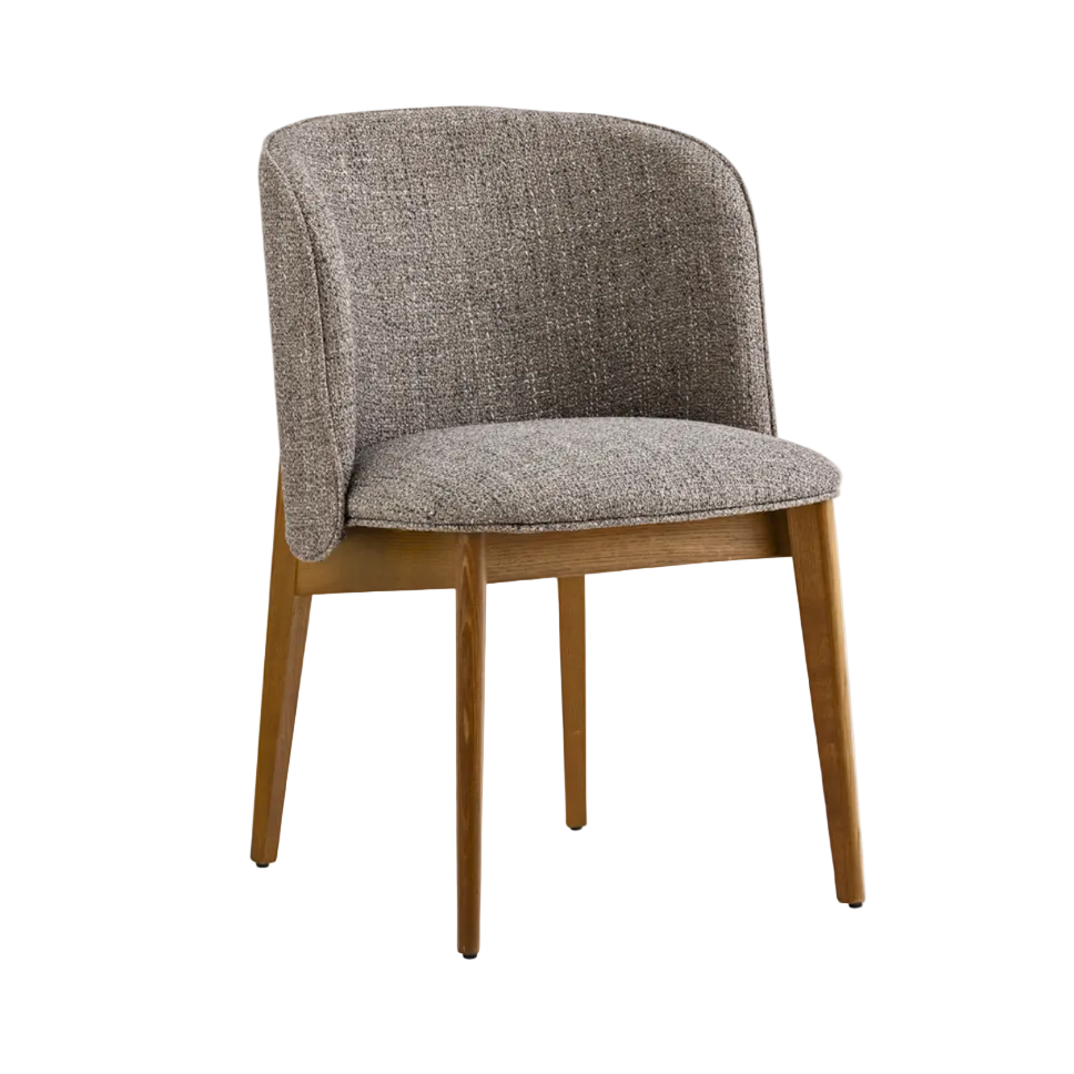 ABREY Armchair Upholstered with Walnut Base