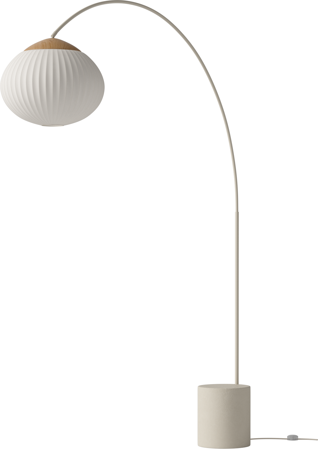 Eichel weiße Stehlampe mit einer Basis aus Sahne Beton