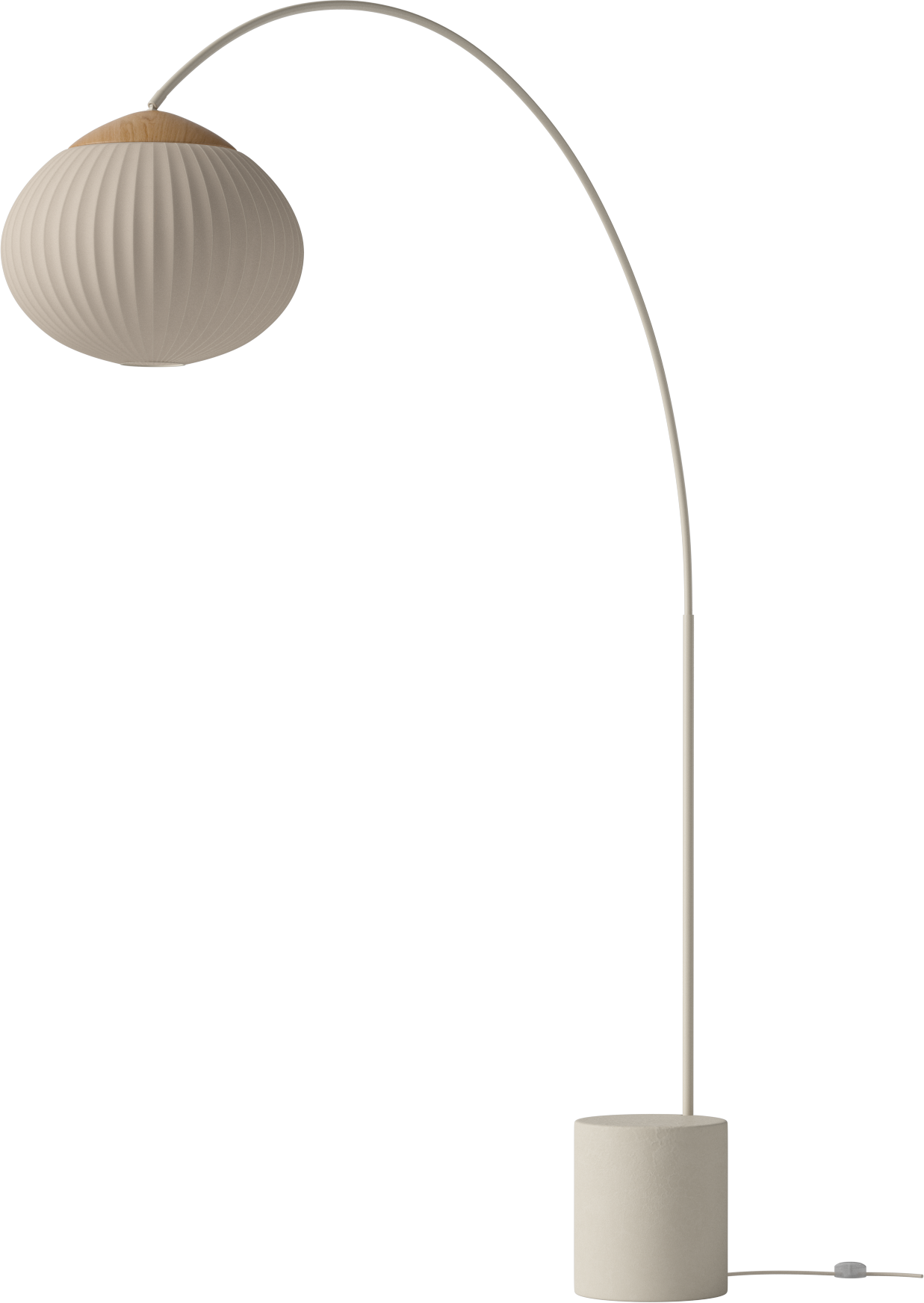 Acorn floor lamp beige with a base made of cream concrete