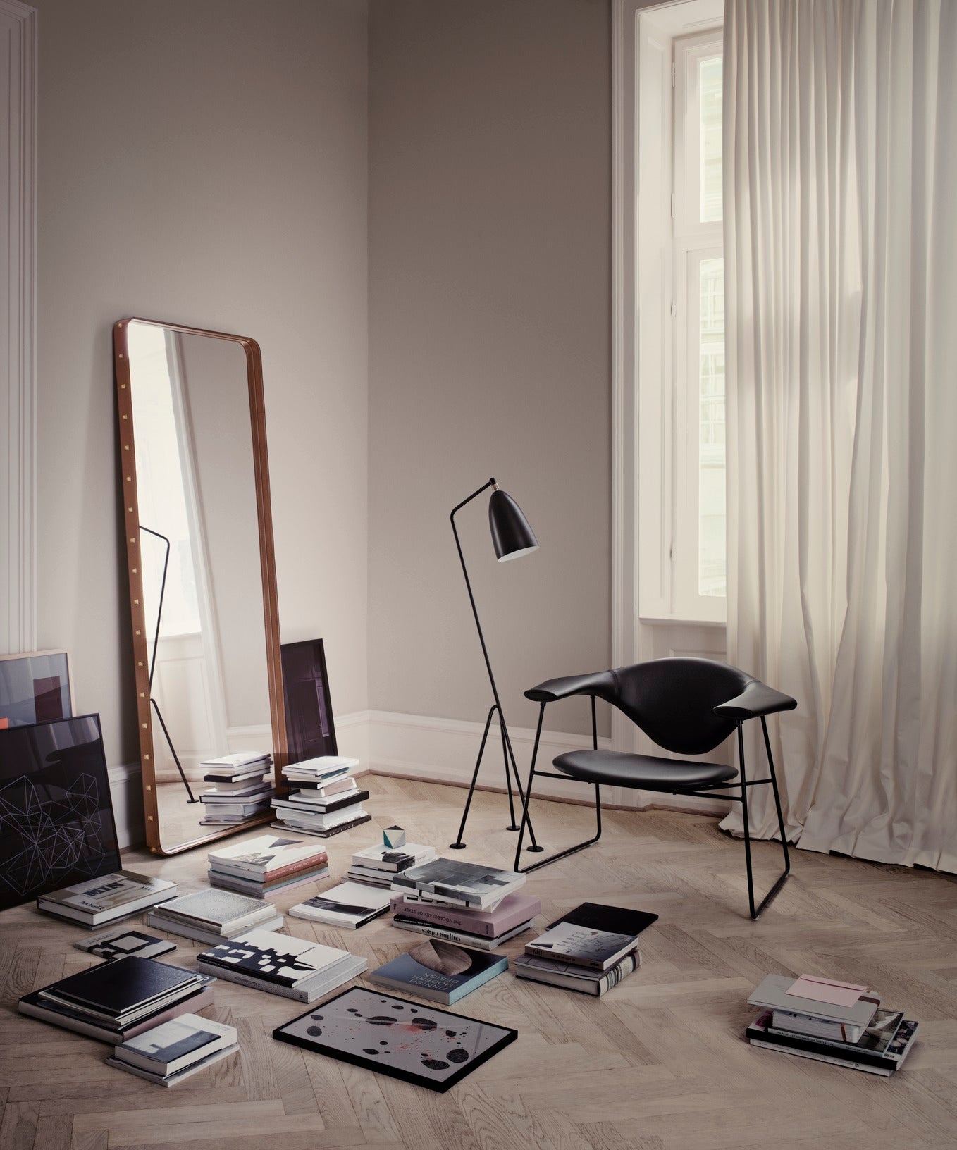 ADNET Mirror brown leather
