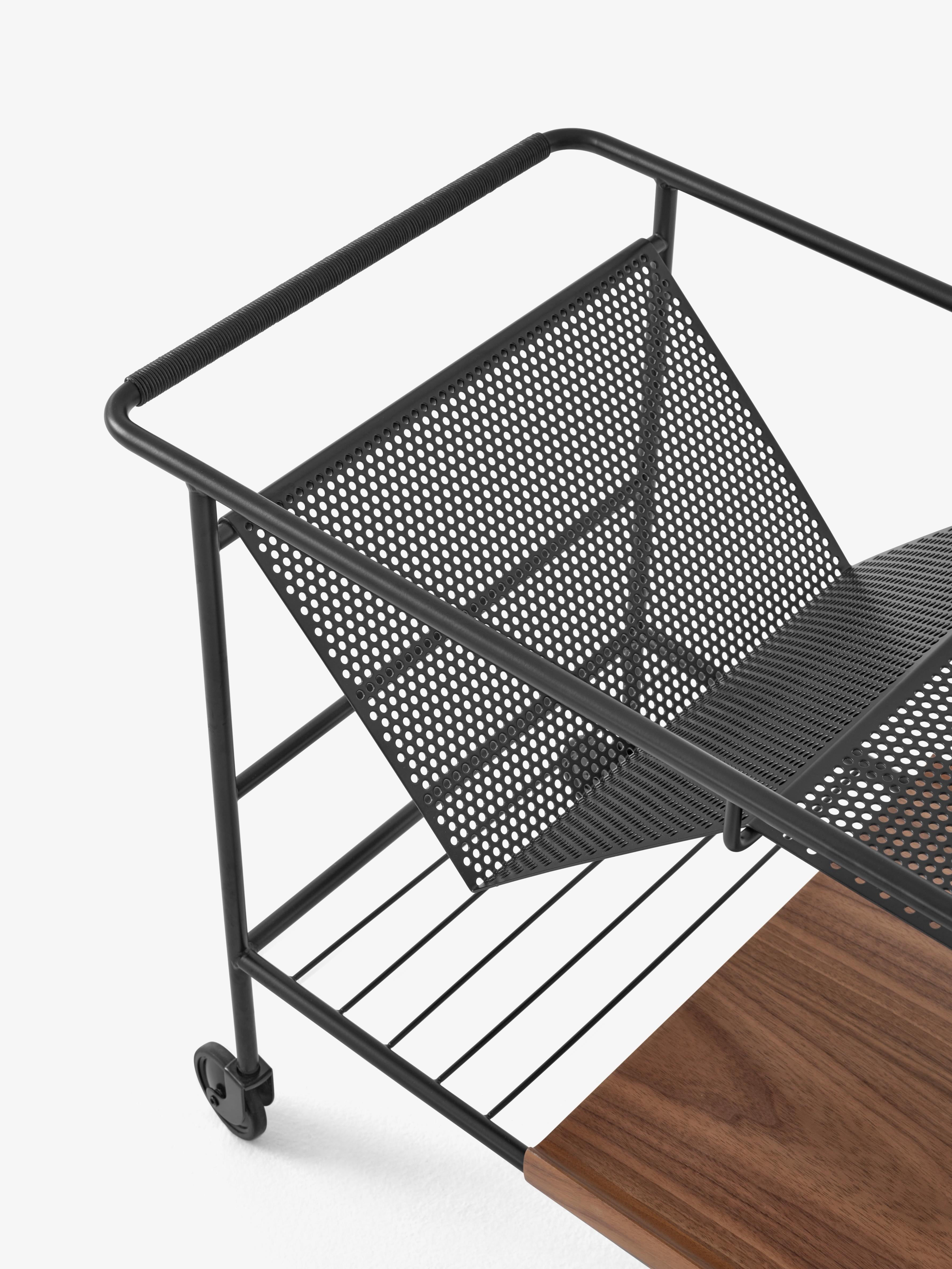 ALIMA NDS1 Cart in Matte Black with Lacquered Walnut Wood