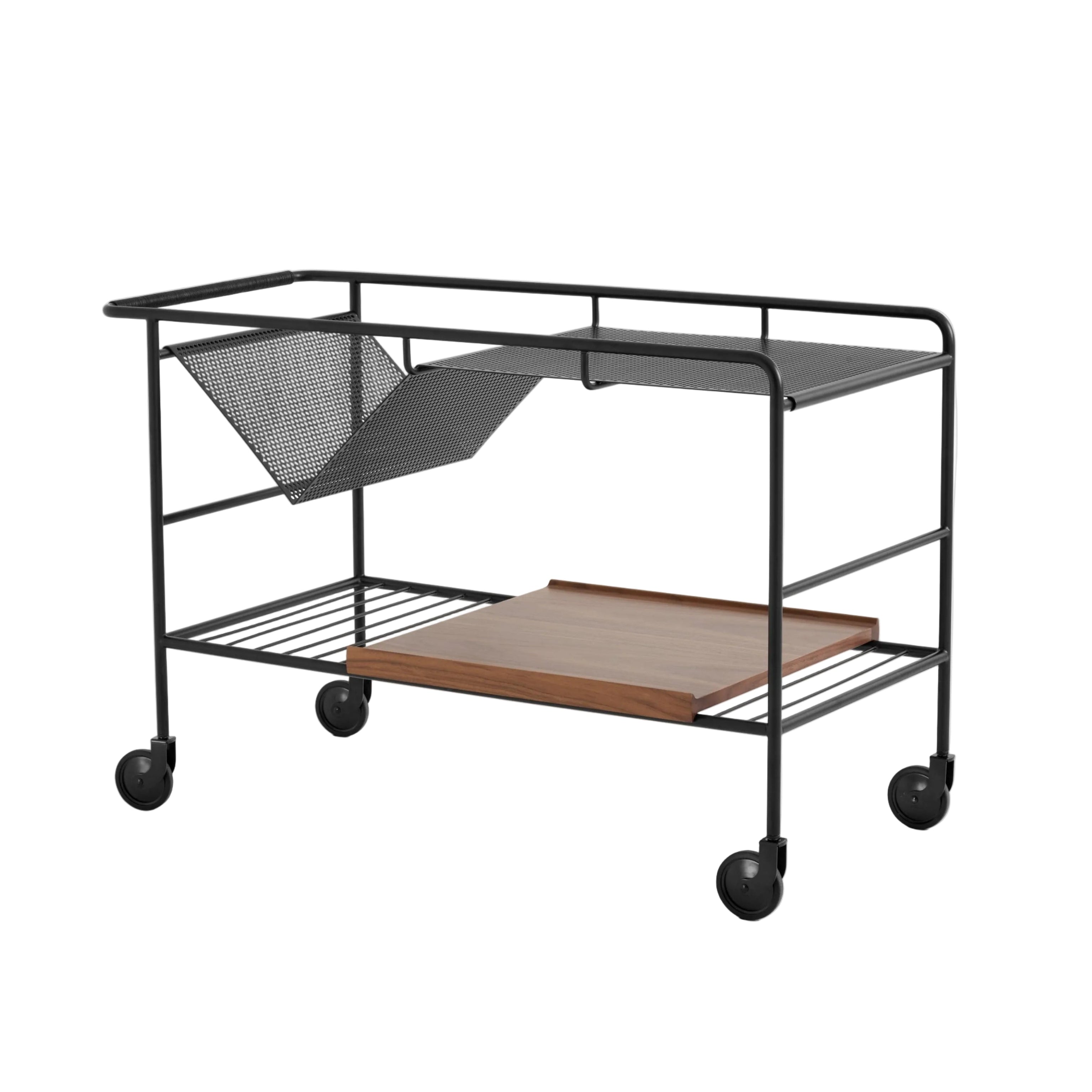 ALIMA NDS1 Cart in Matte Black with Lacquered Walnut Wood