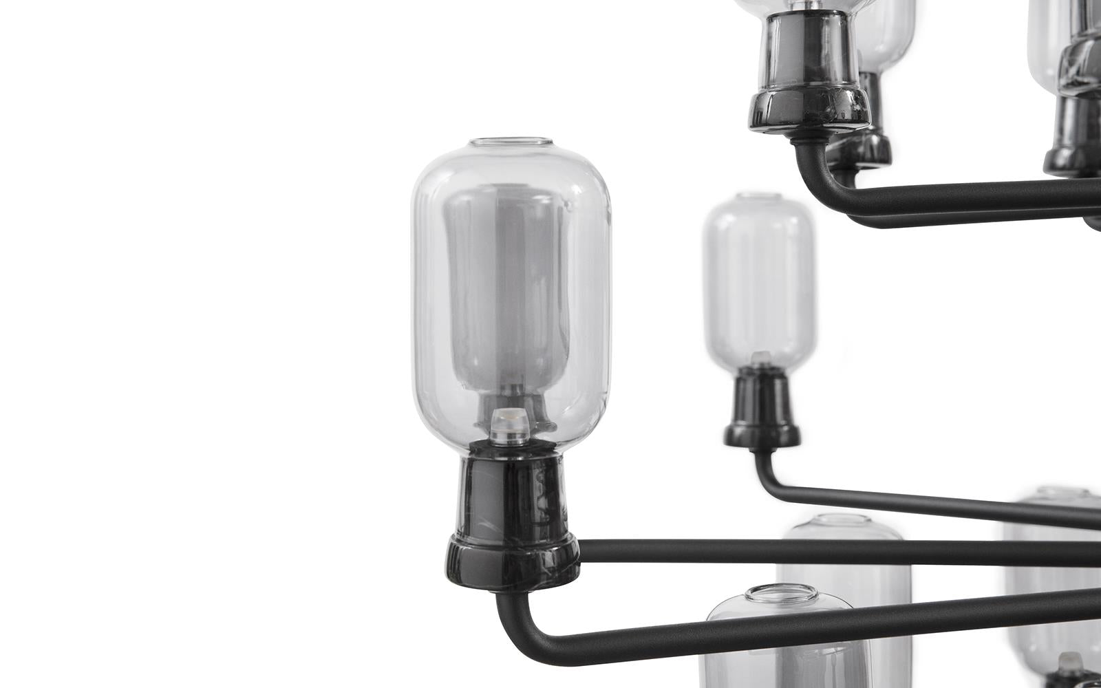 AMP Kronleuchter Rauchglas mit schwarzem Marmor