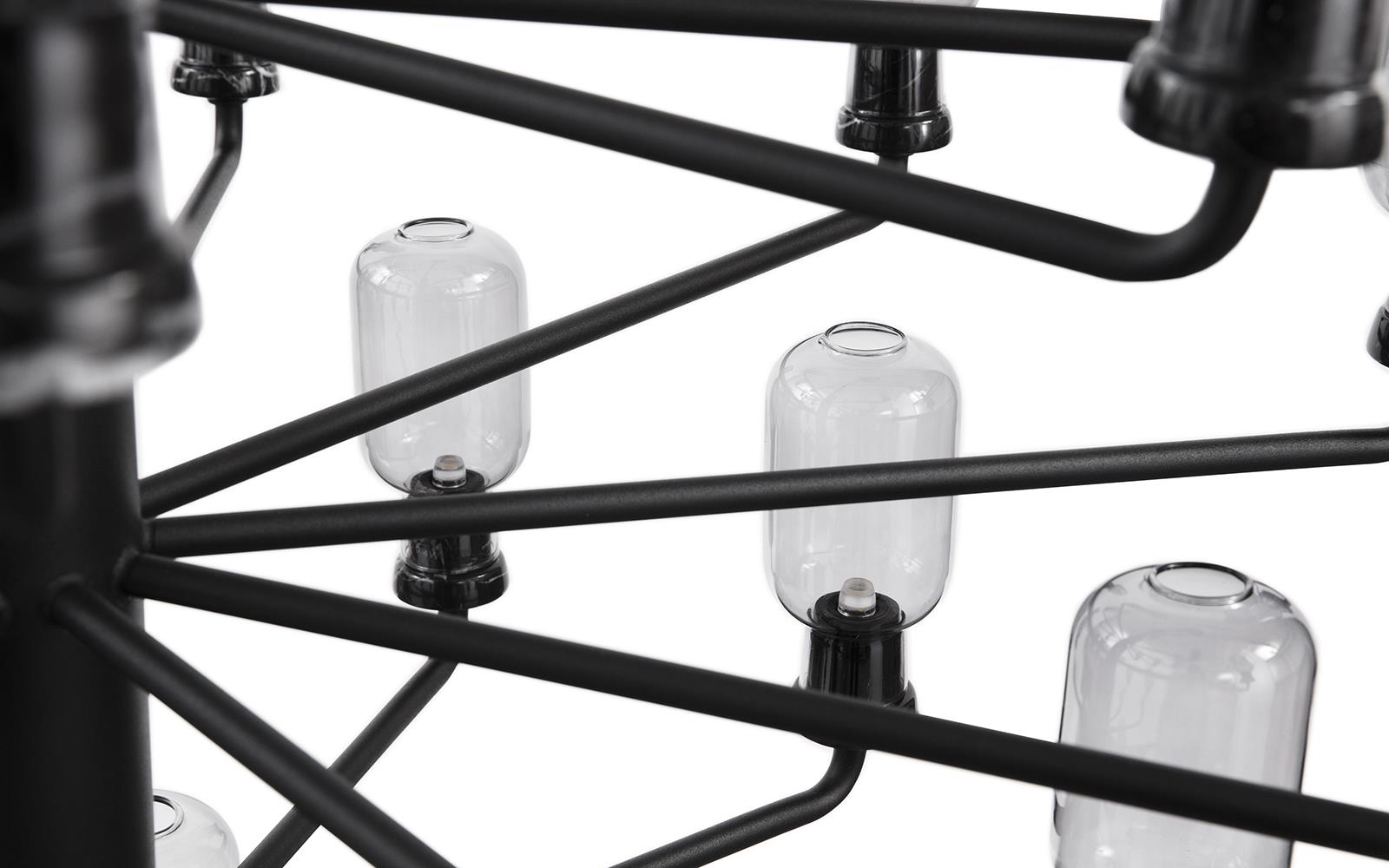 AMP Kronleuchter Rauchglas mit schwarzem Marmor
