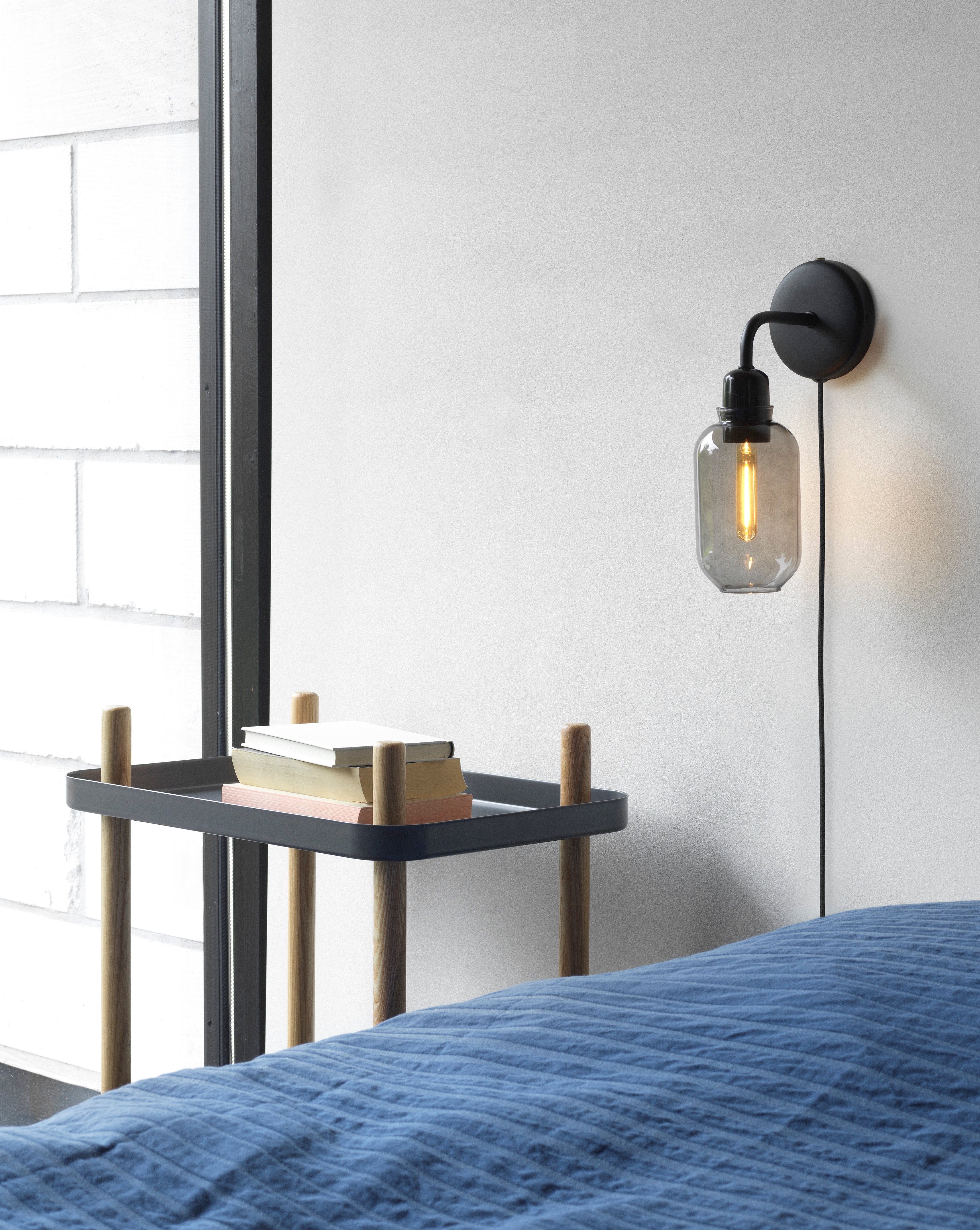 AMP wall lamp with smoked glass and black marble
