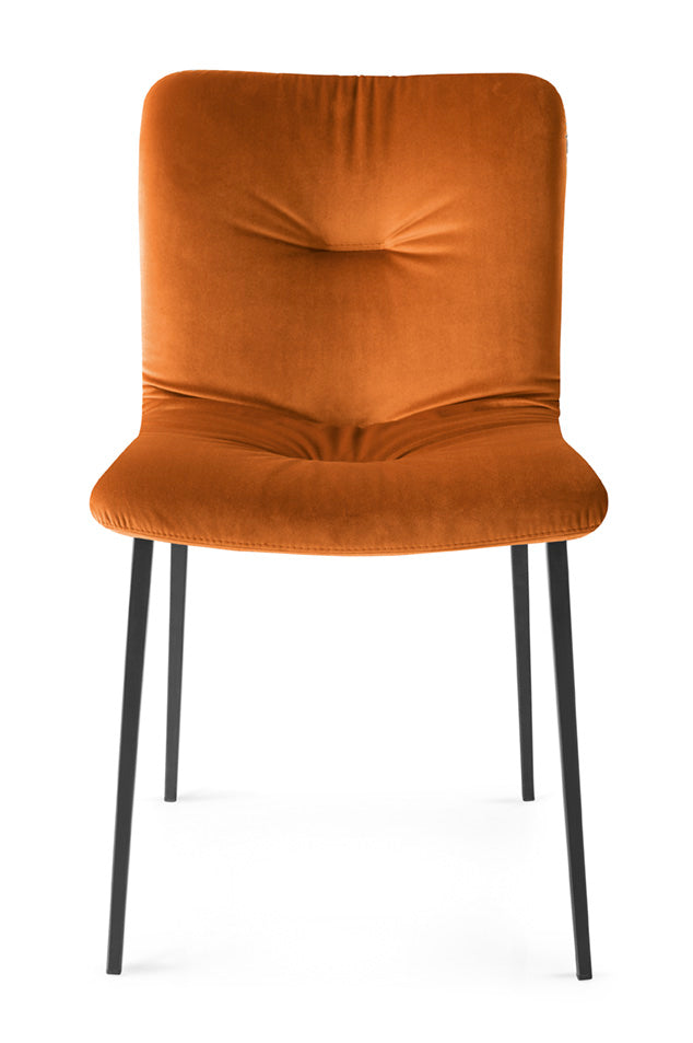 ANNIE SOFT upholstered chair with a black metal base