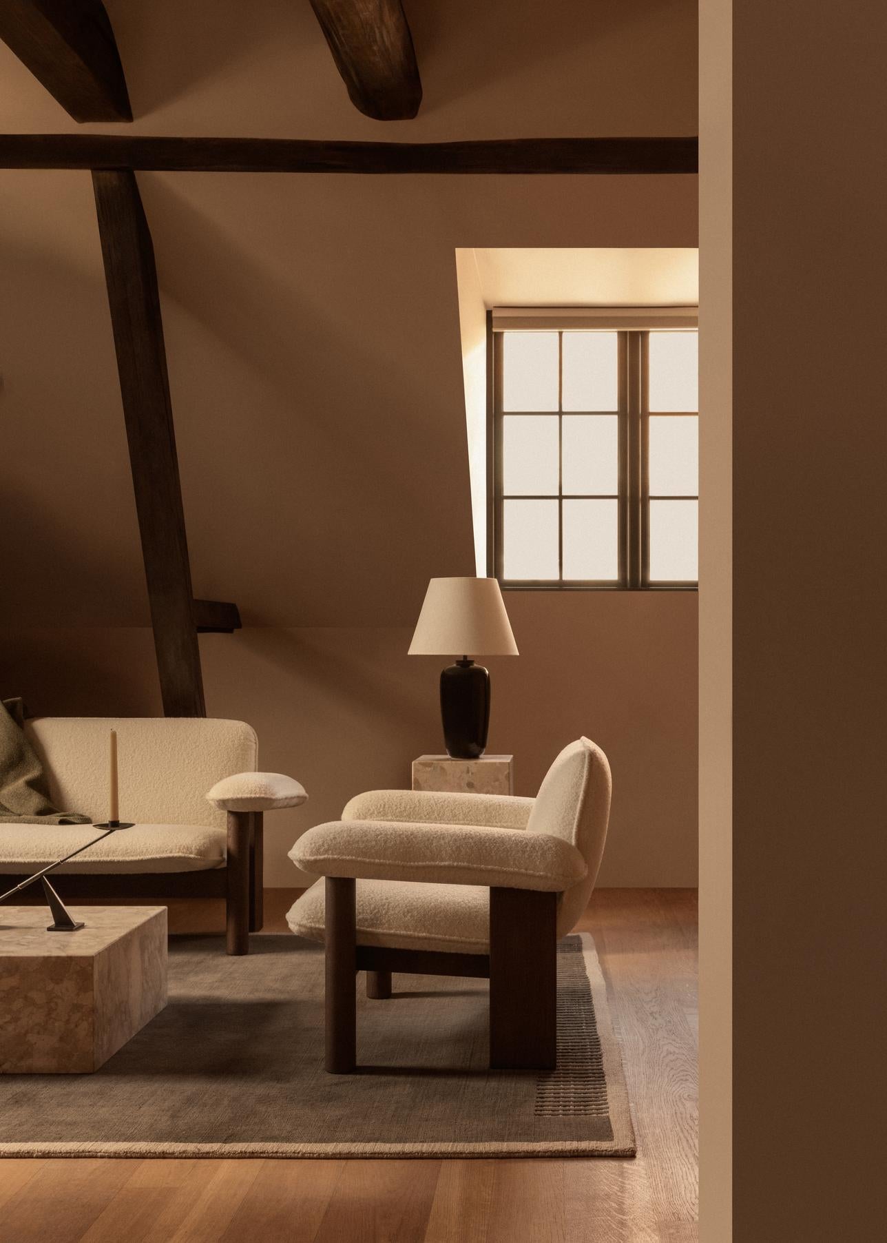 Sessel BRASILIA beige mit Eichenbasis