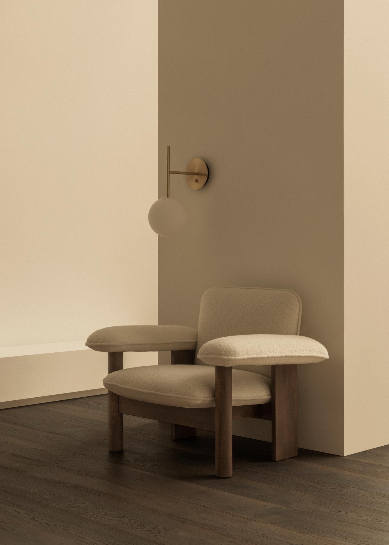 Sessel BRASILIA beige mit Eichenbasis