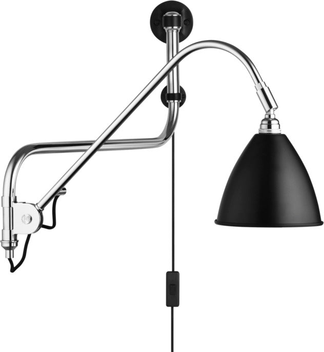 Wandleuchte BESTLITE BL10 Chrom mit schwarzem Schirm