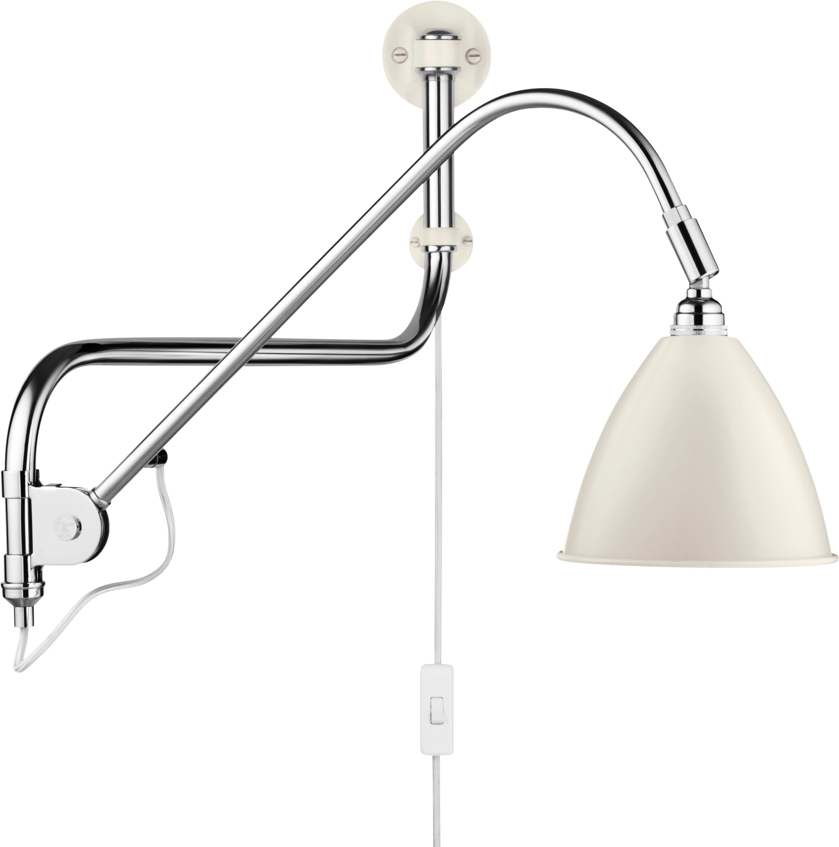 Wandleuchte mit verstellbarem Arm BESTLITE BL10 Chrom mit Porzellanschirm