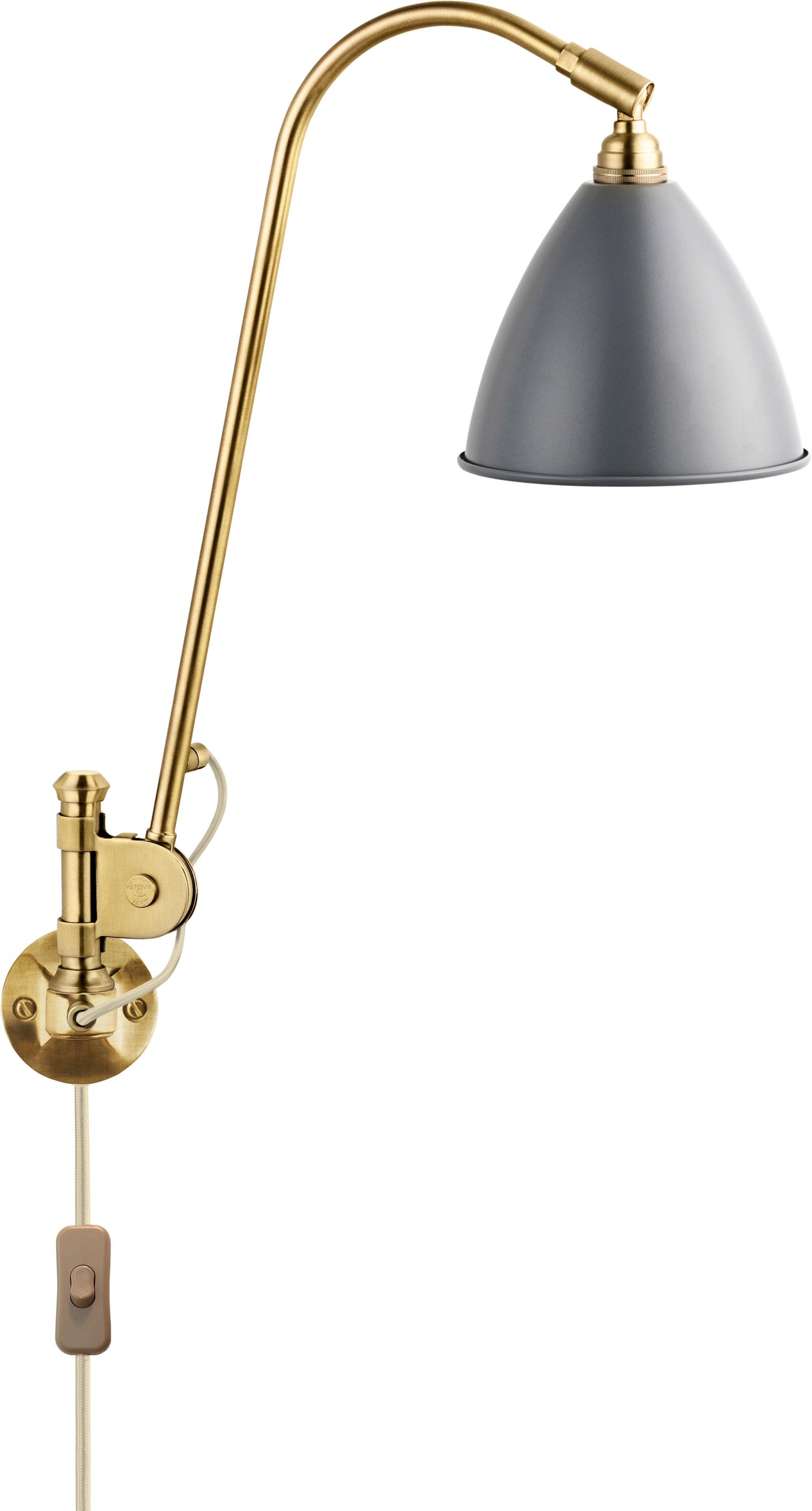 Wandleuchte BESTLITE BL5 Messing mit grauem Schirm