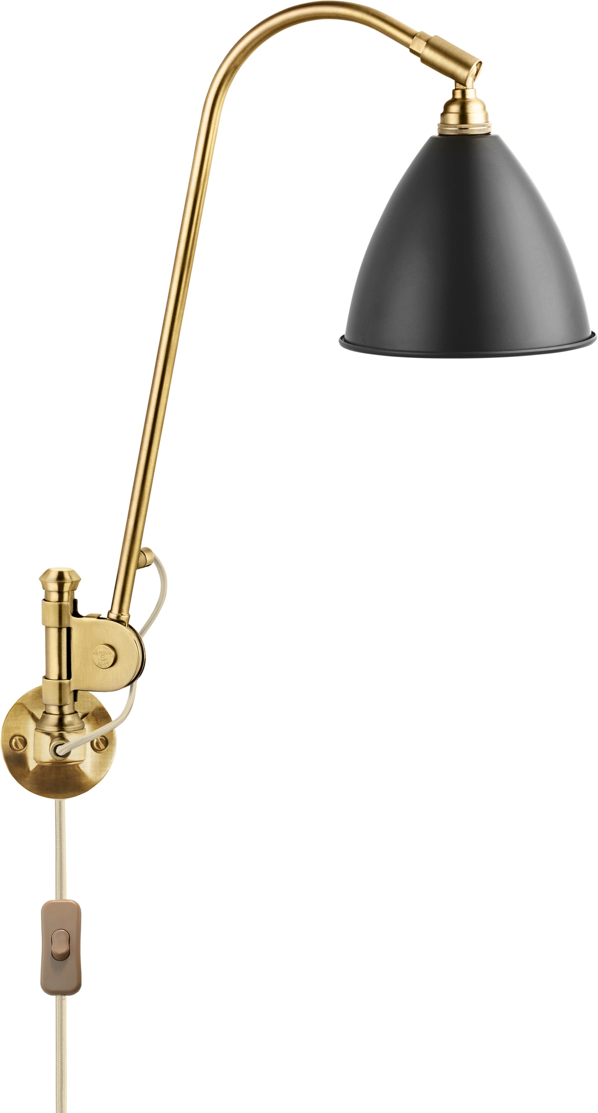 Wandleuchte BESTLITE BL5 Messing mit schwarzem Schirm
