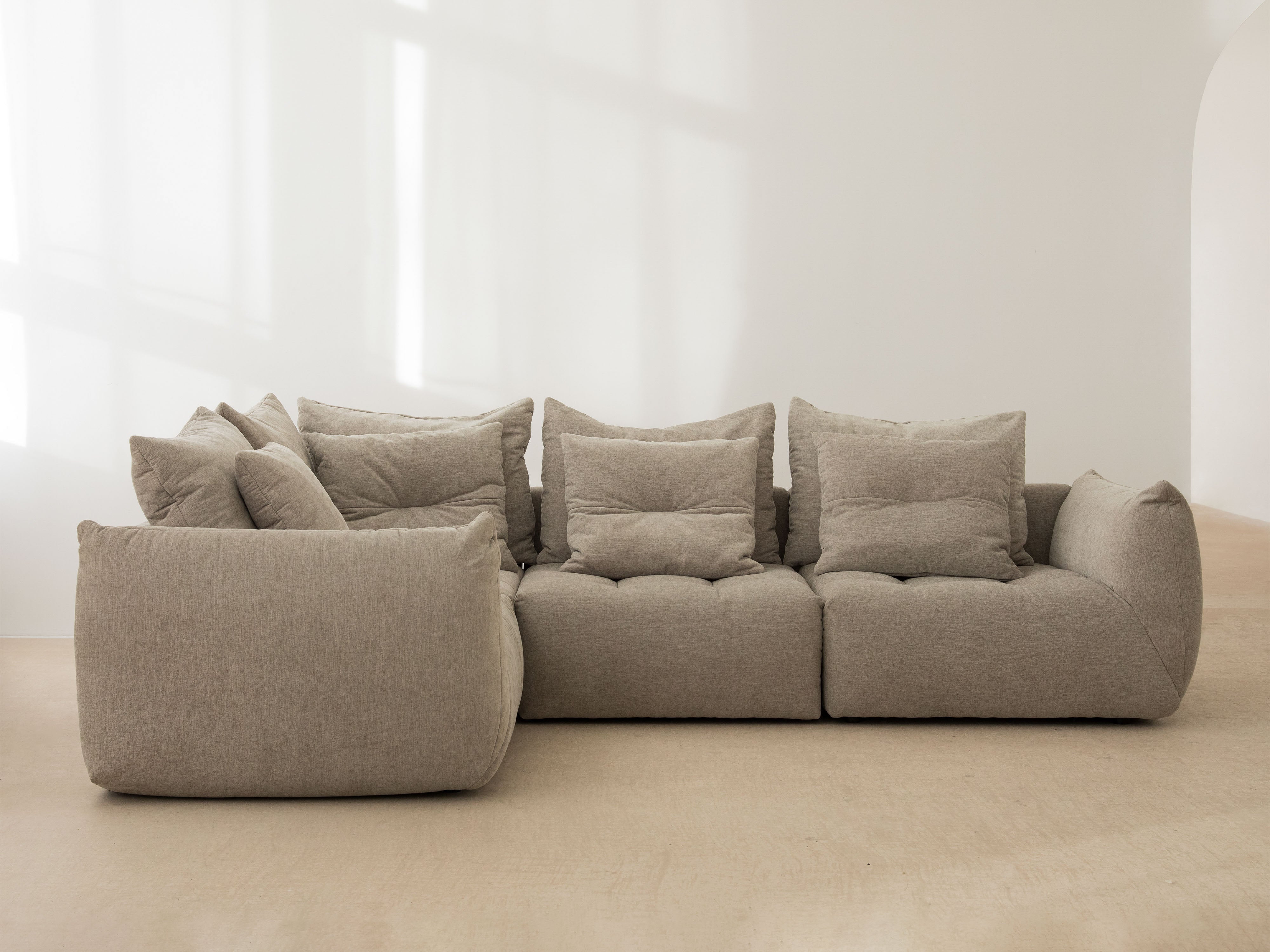 Velvet Modular Right Corner Sofa, "Bloom", 3 Seats, Ecru, 316x216x95
Made in Europe