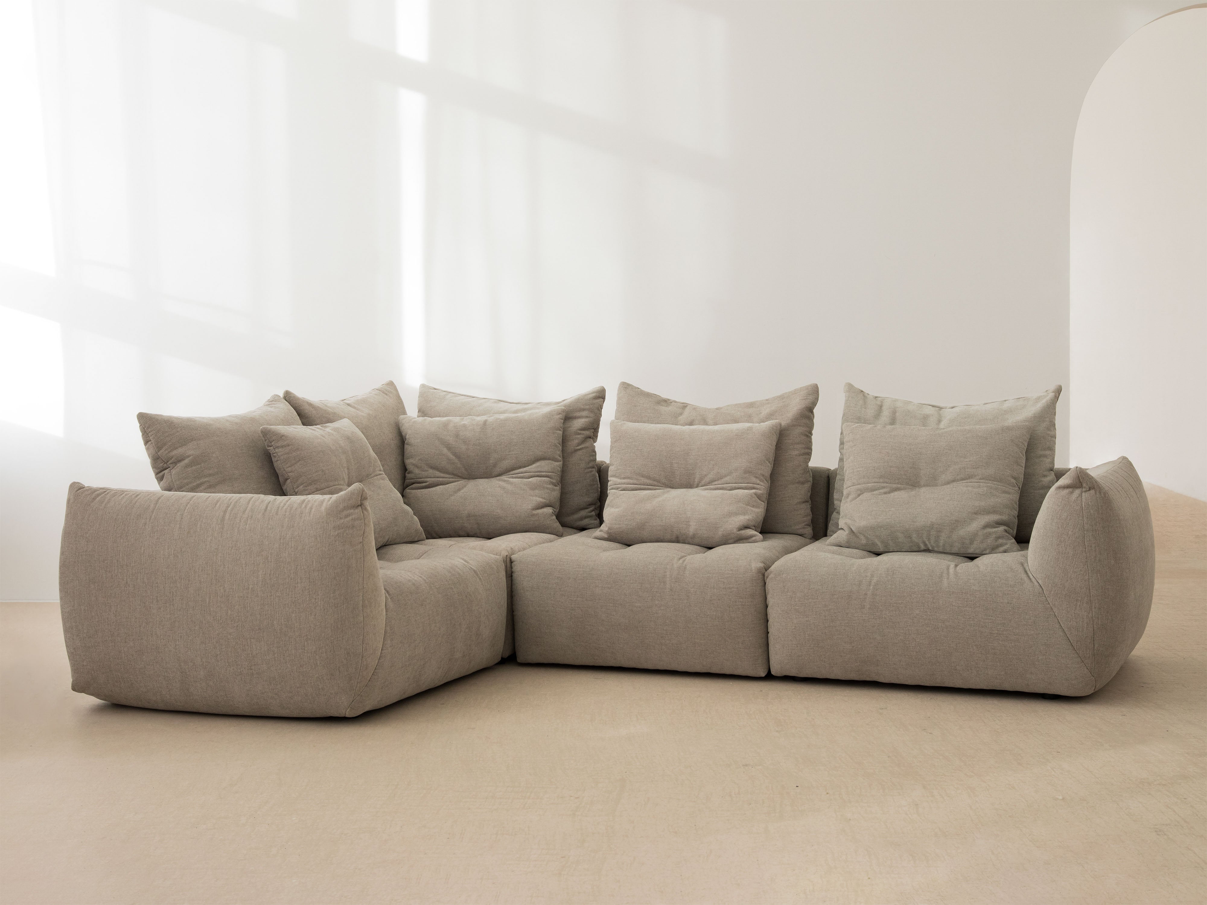 Velvet Modular Right Corner Sofa, "Bloom", 3 Seats, Ecru, 316x216x95
Made in Europe