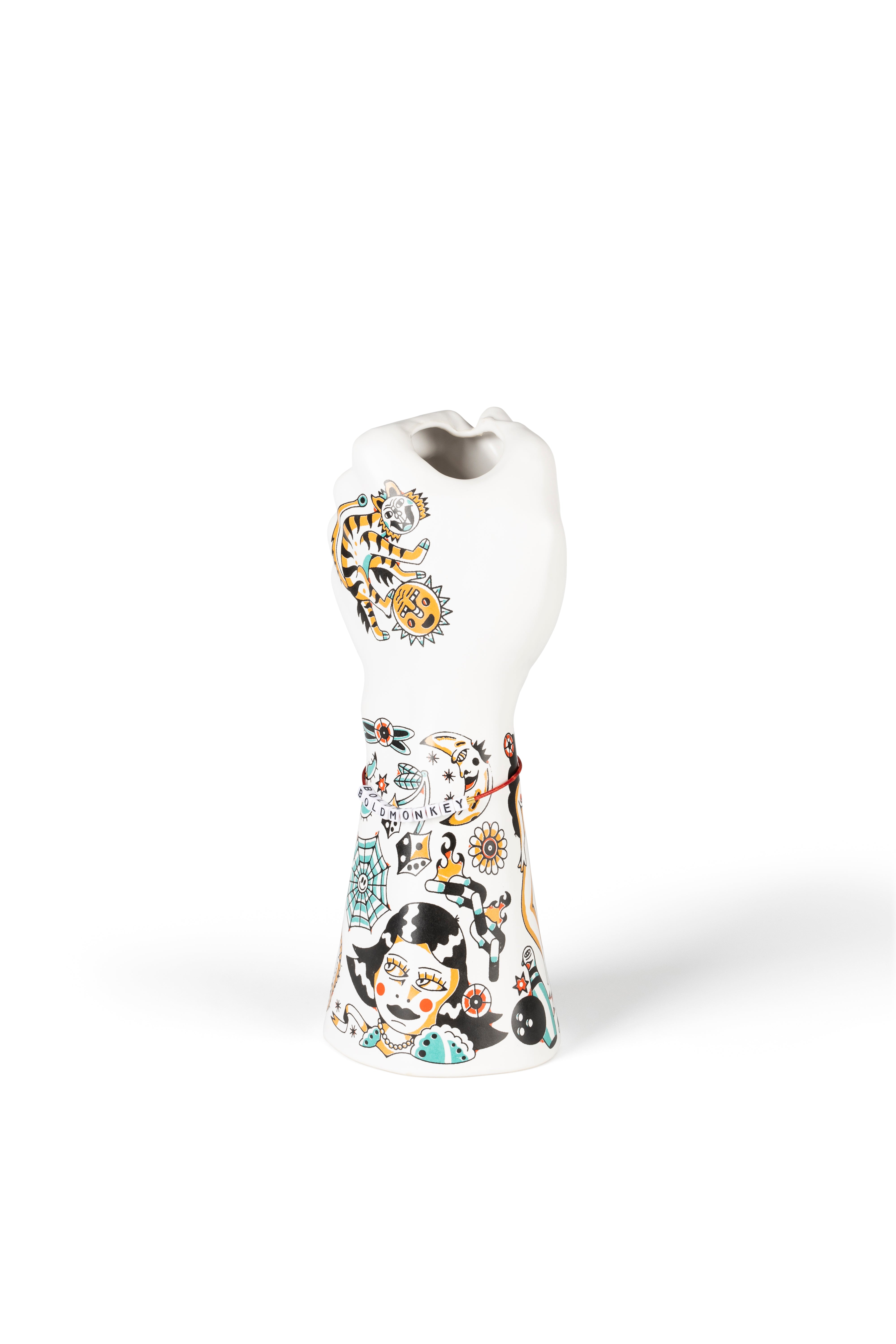 Vase LIBERTY MATTERS weiß mit buntem Muster